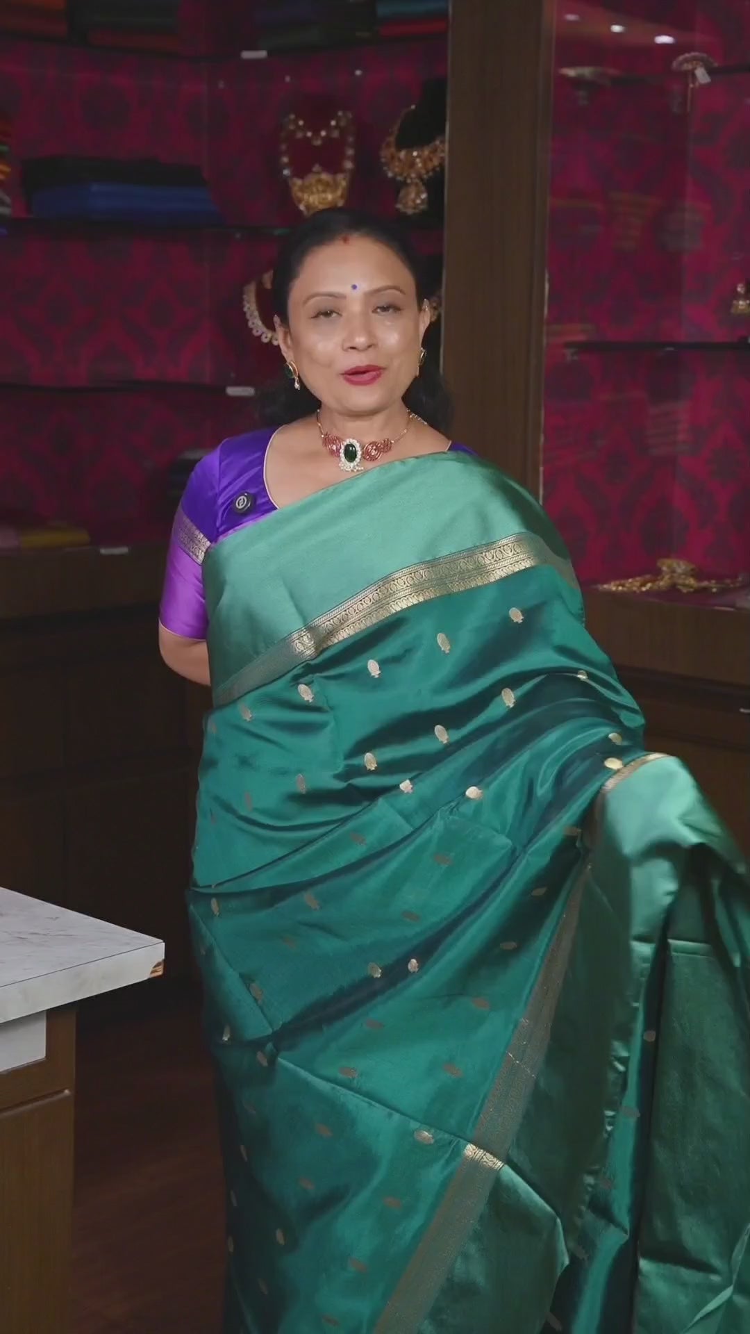 Dark Green Pure Banarasi Soft Silk Saree