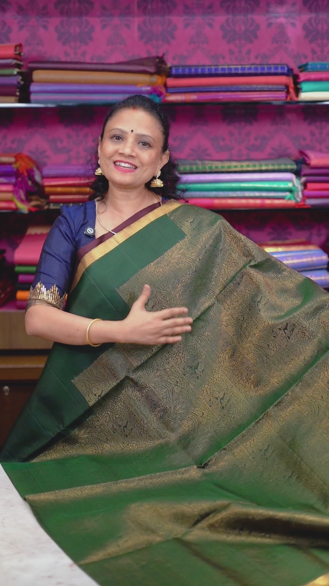 Dark Green Raising Border Pure Soft Silk Saree