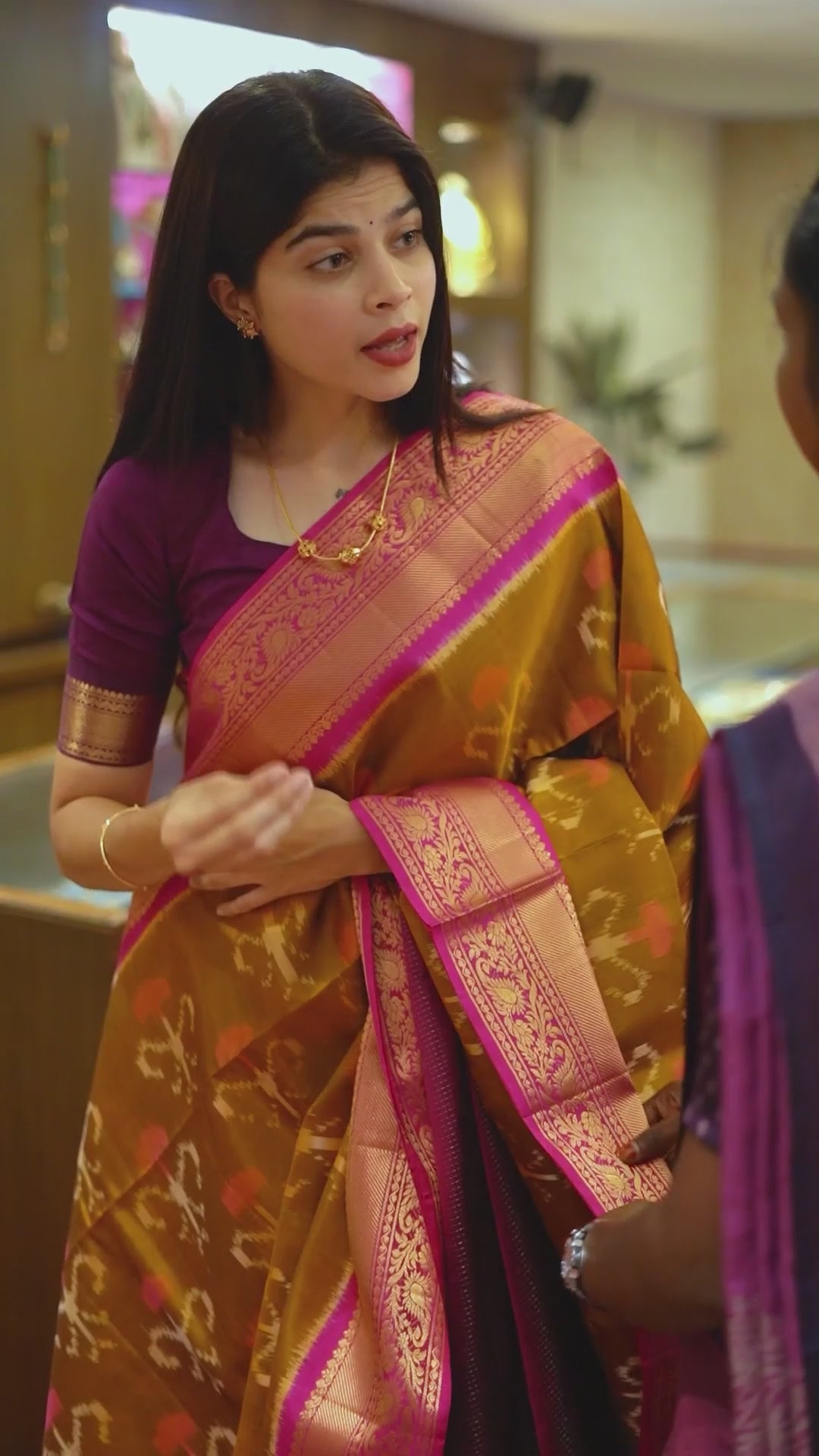 Mustard Yellow With Pink Pure Soft Silk Saree