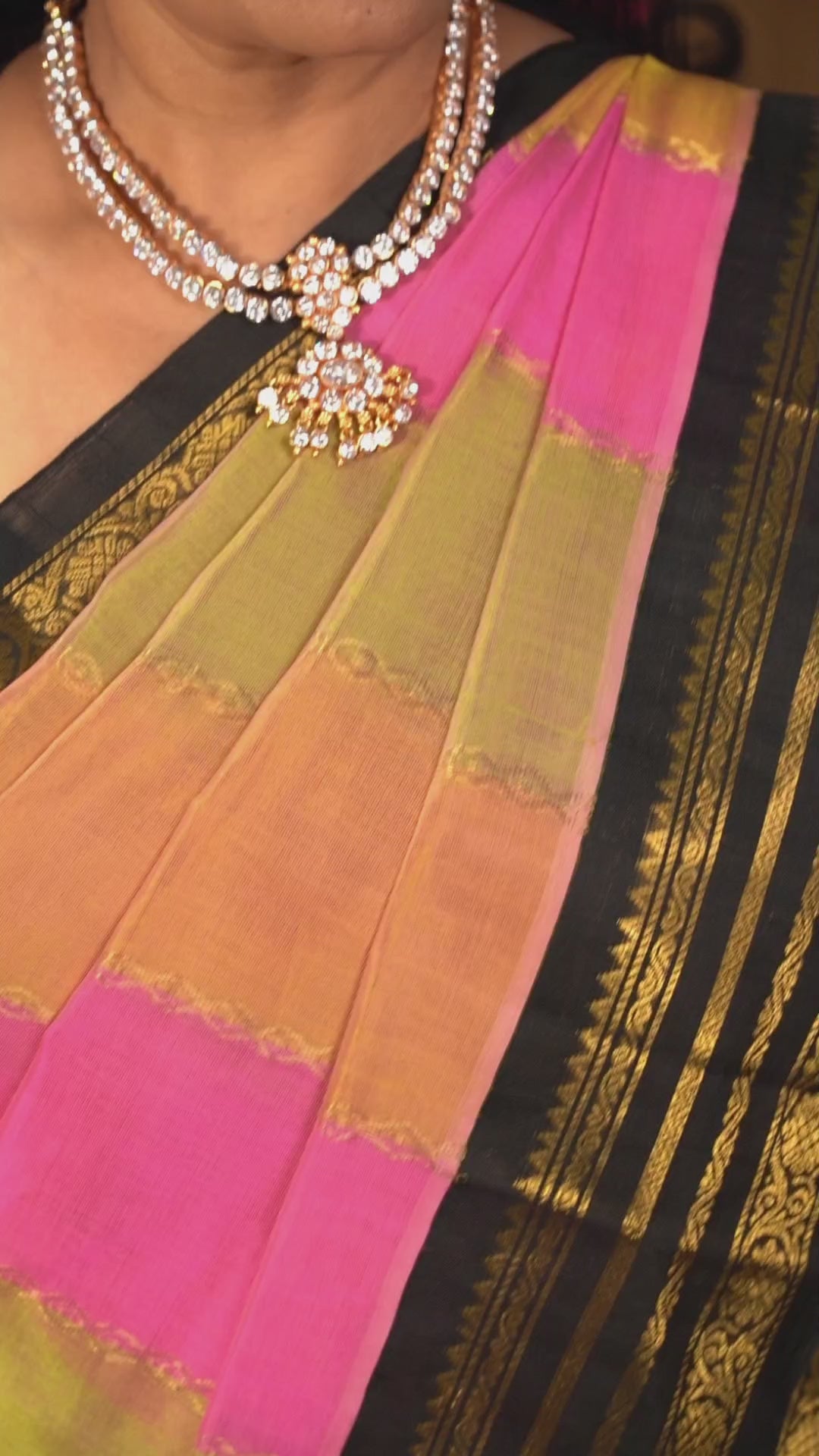 Multi Color With Black Border Pure Silk Cotton Saree
