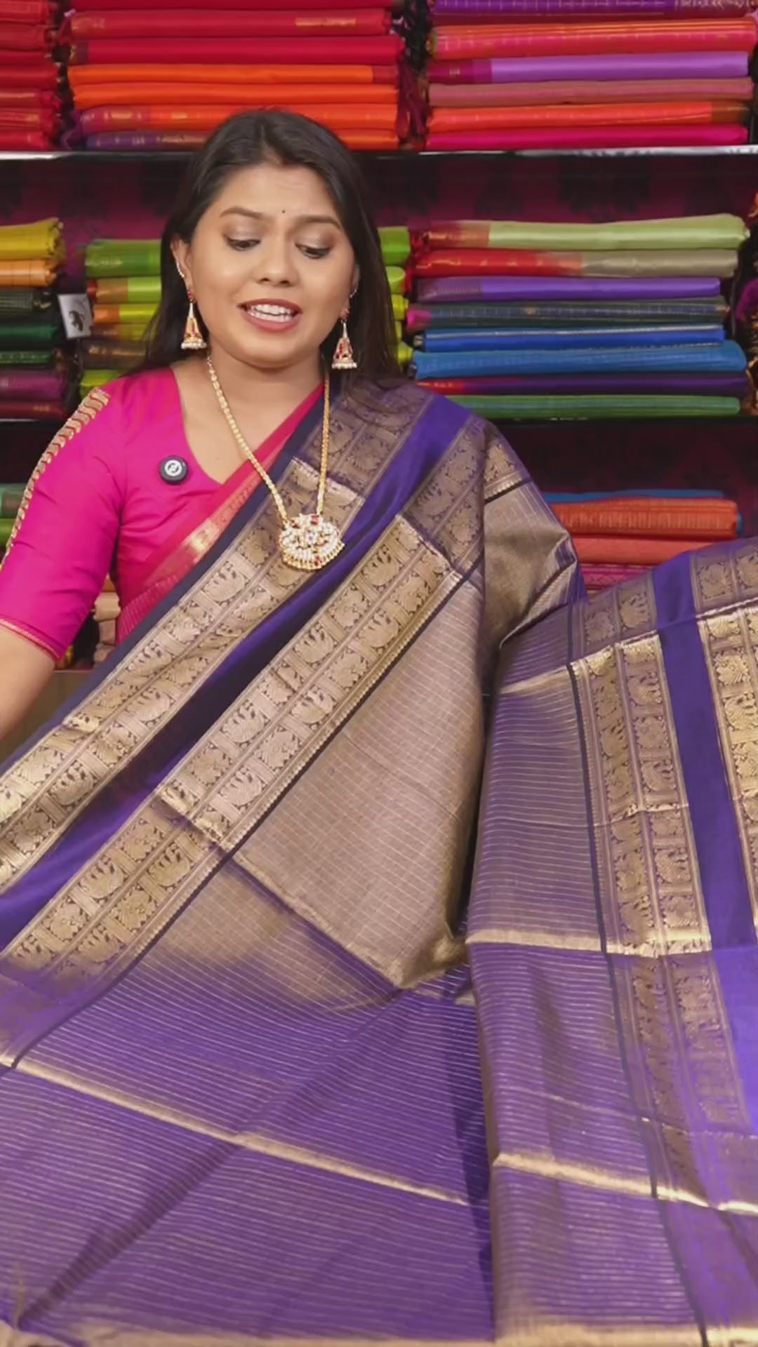 Golden With Blue Chettinad Silk Cotton Saree