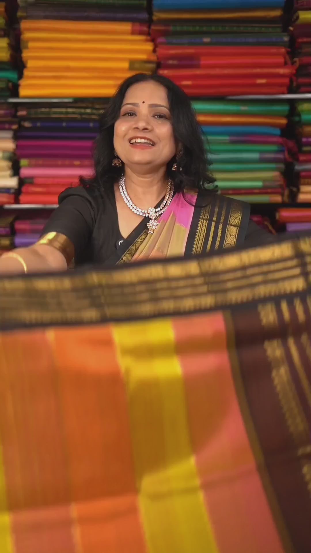 Multi Color With Black Varisapet Border Pure Silk Cotton Saree