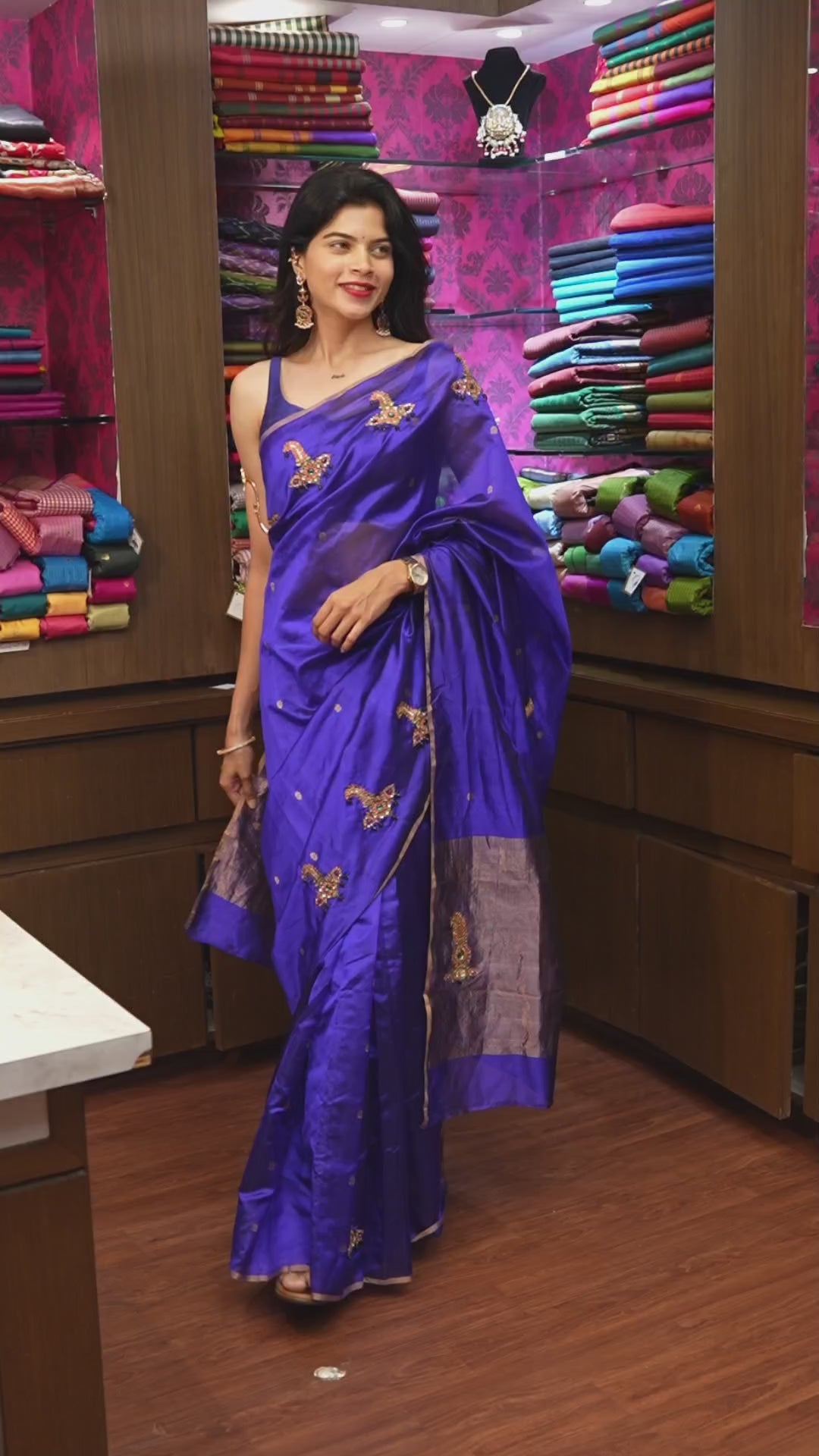 Blue Sarpech Designer Pure Chanderi Silk Saree