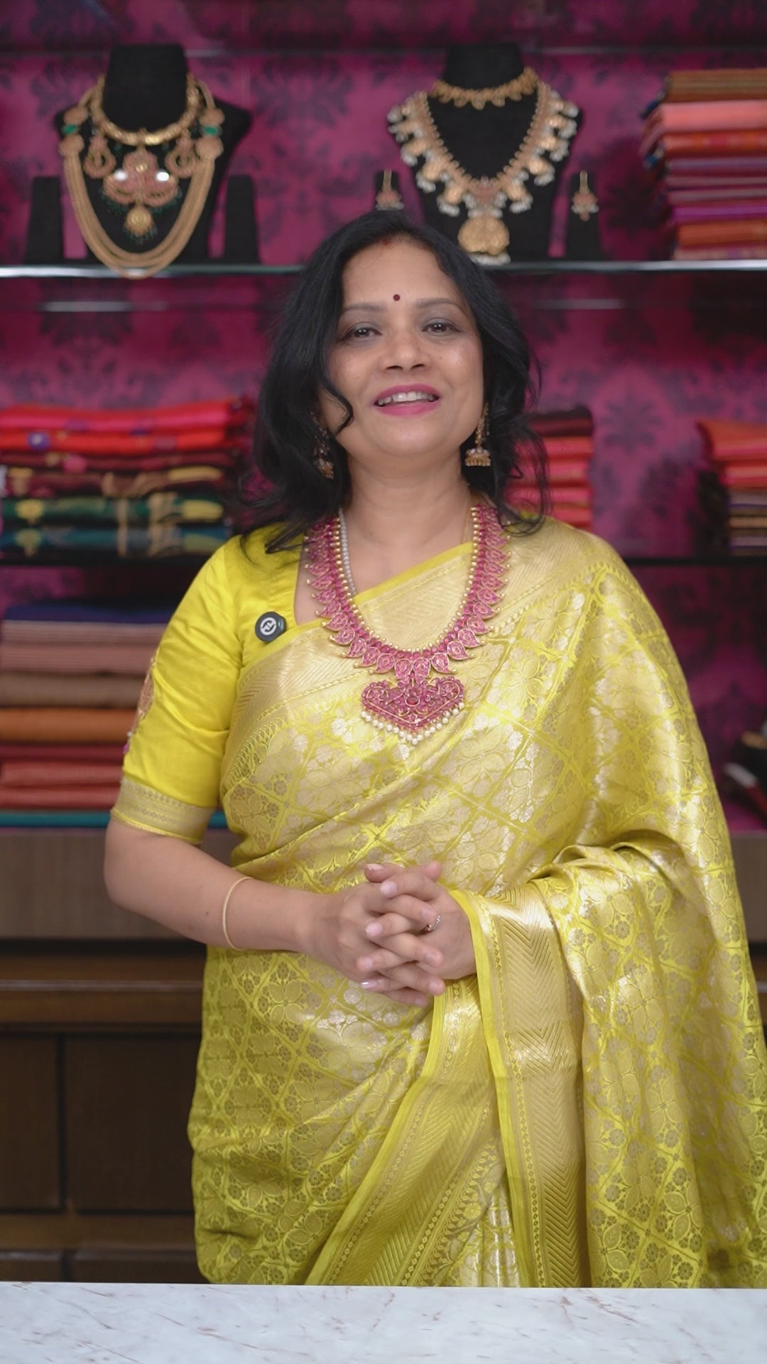 Lime Yellow Banarasi Silk Saree