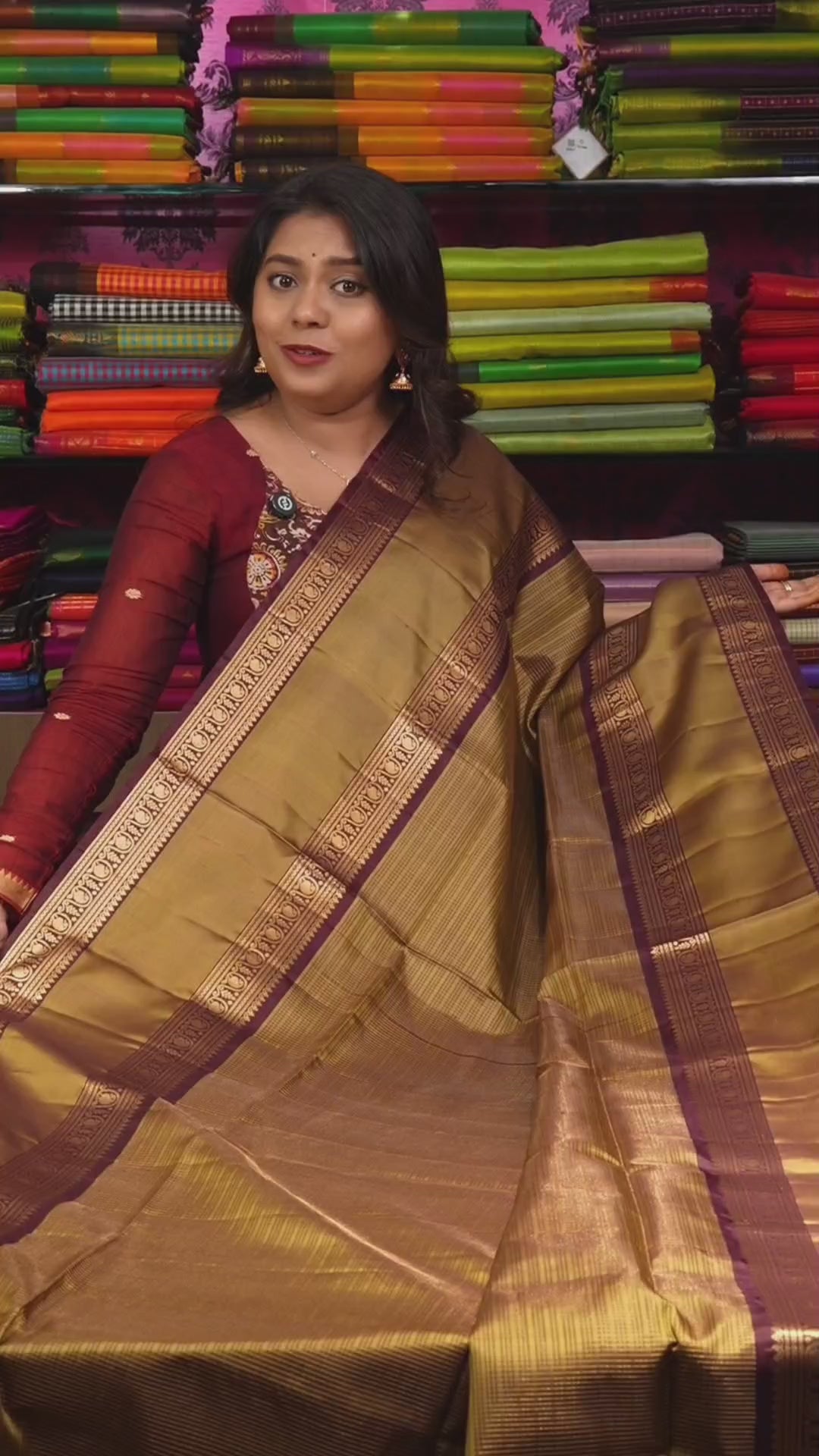 Sandal With Brown Pure Soft Silk Saree