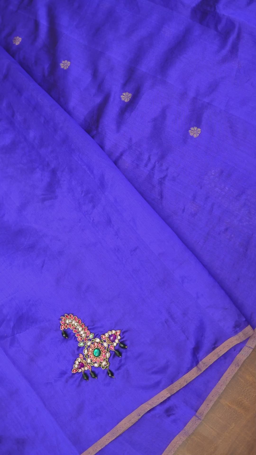 Blue Sarpech Designer Pure Chanderi Silk Saree