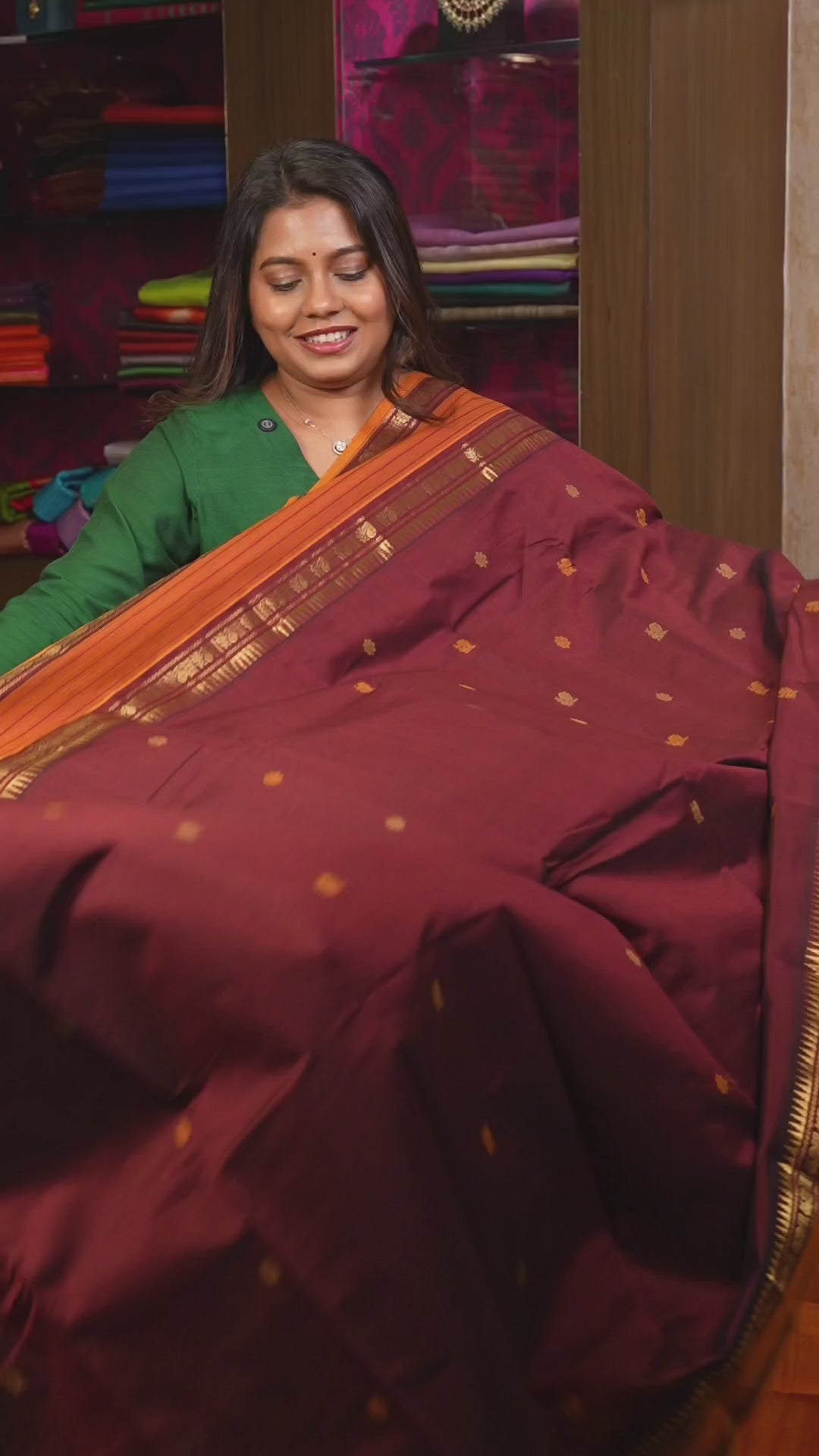 Maroon With Yellow Budget Silk Cotton Saree