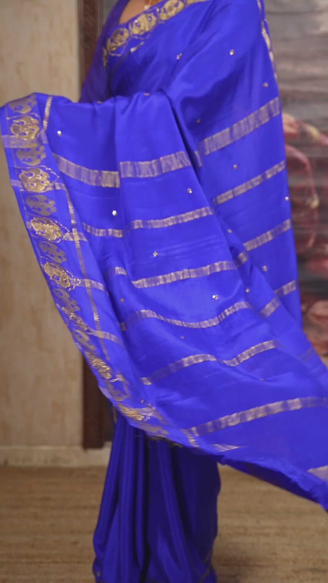 Royal Blue Designer Pure Mysore Silk Saree
