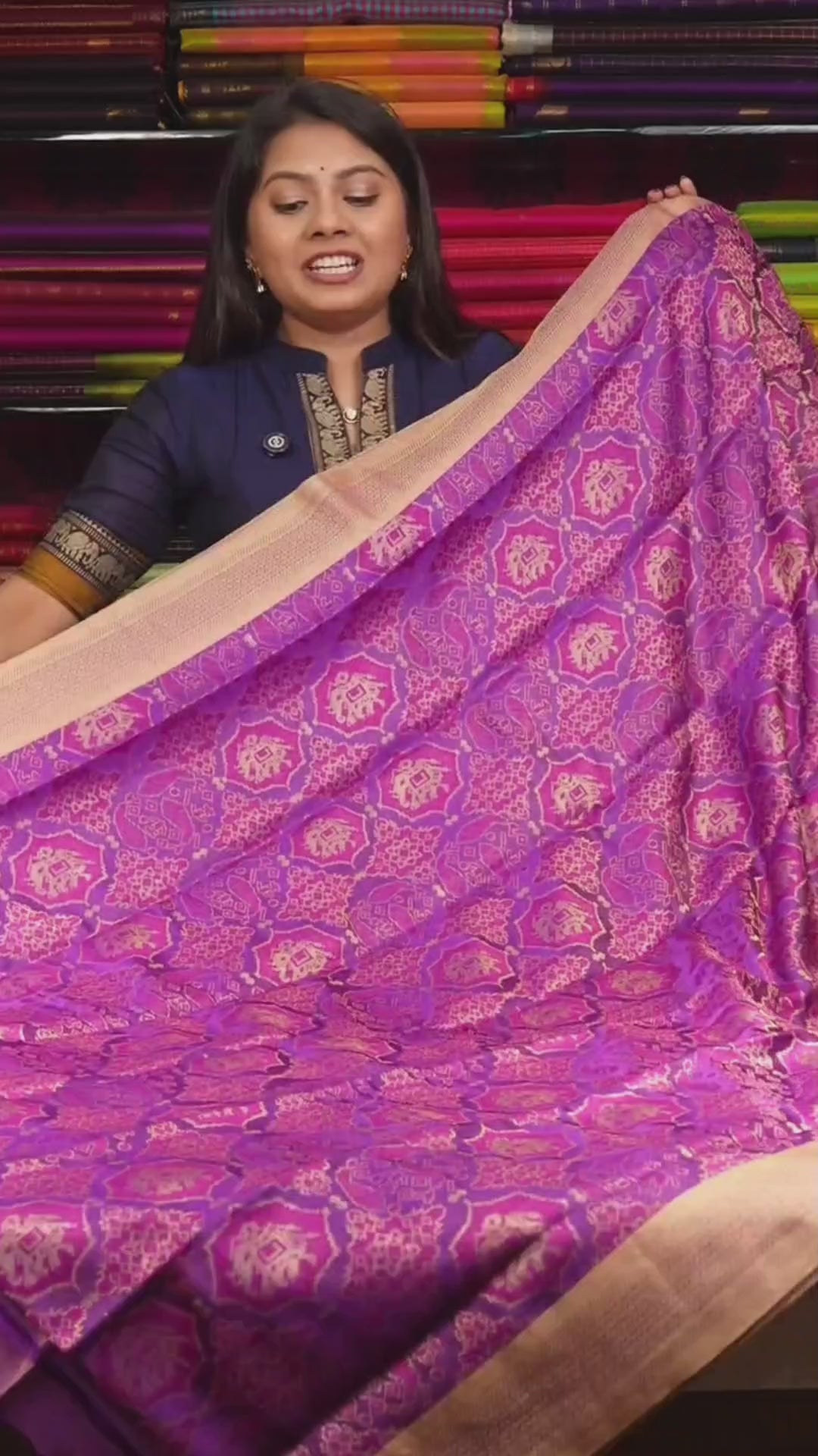 Purple With Magenta Pink  Pashmina Silk Saree