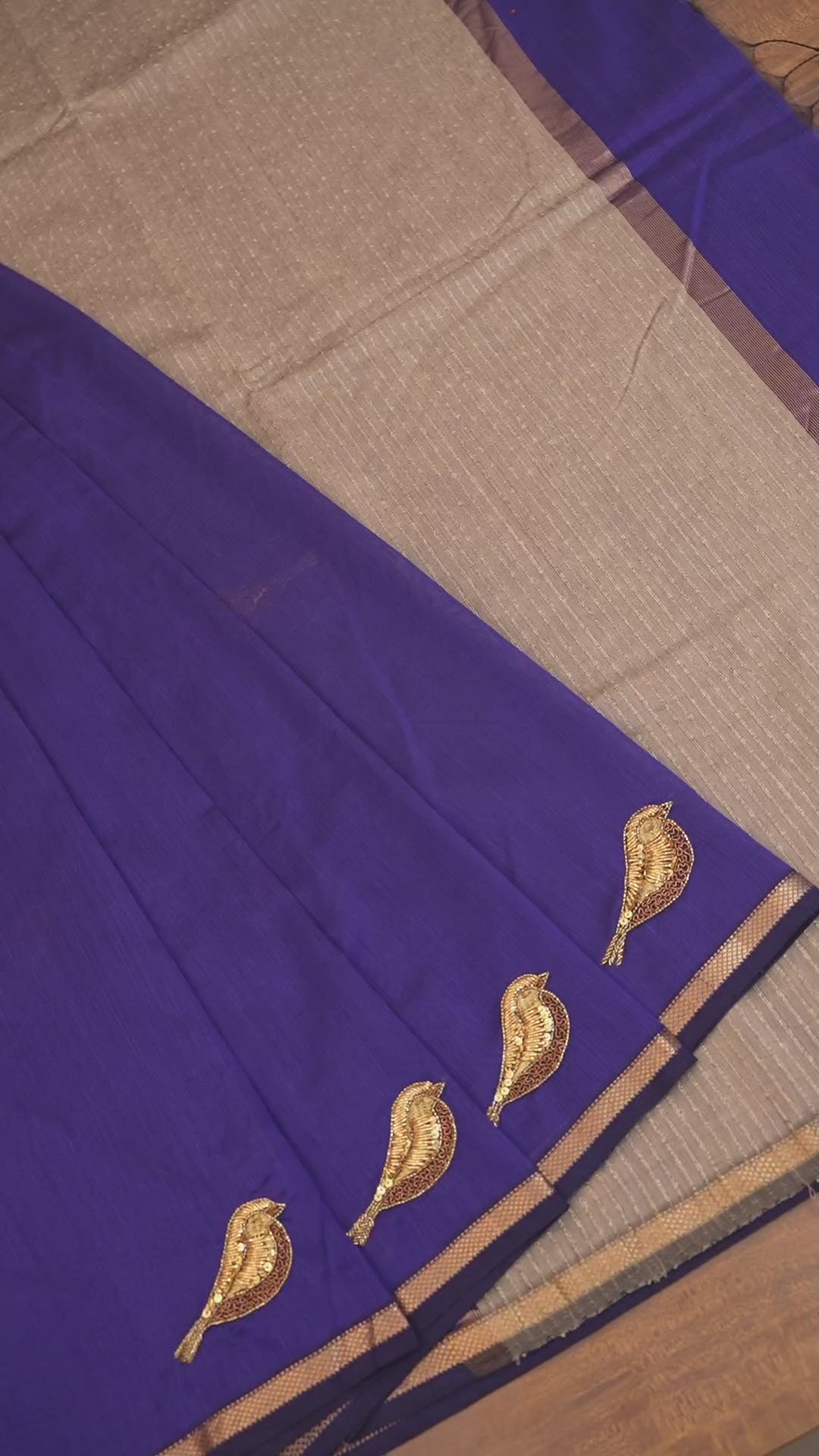 Ink Blue Singara Chittu Handloom Maheshwari Silk Cotton Saree