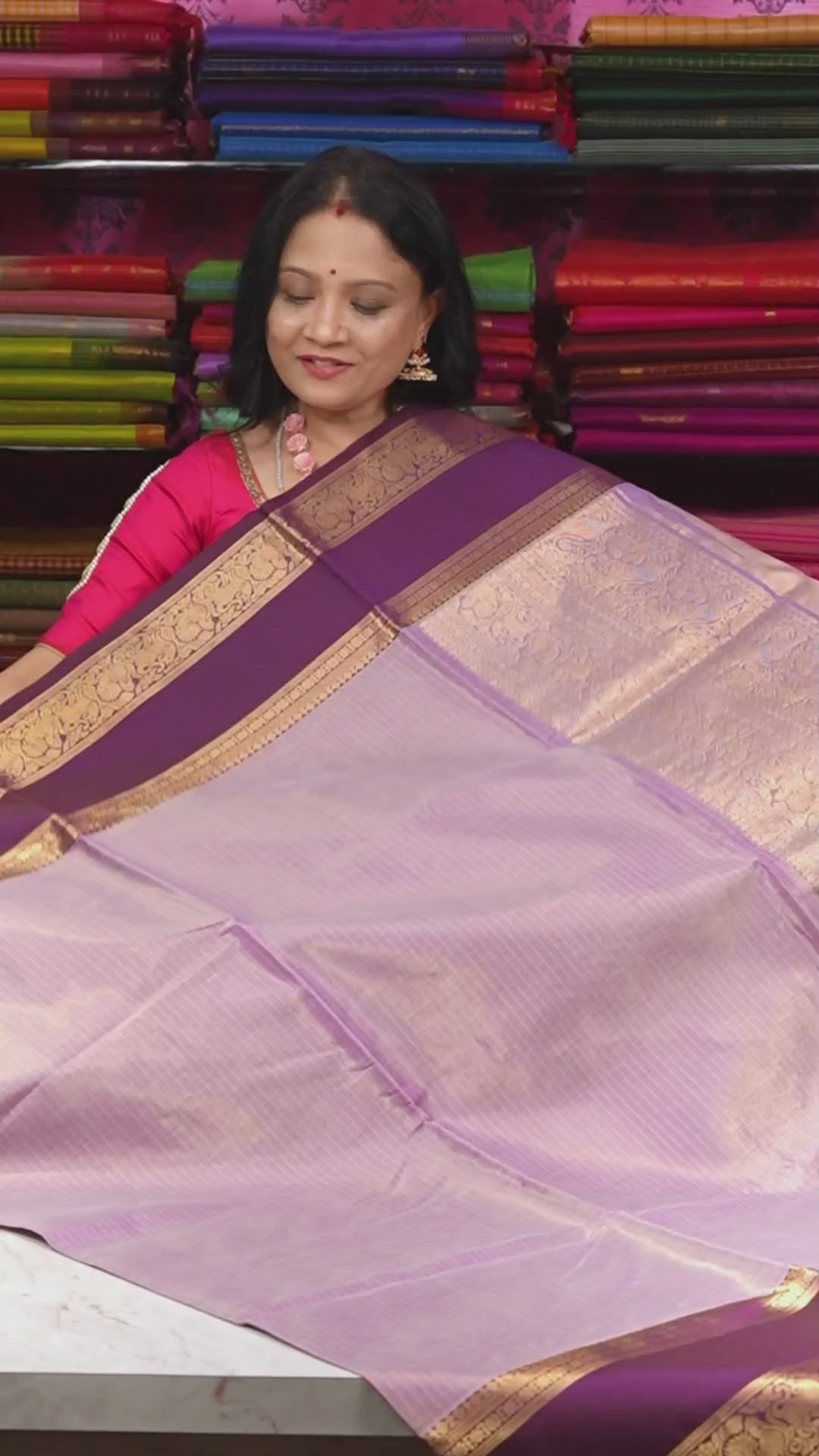 Lavender With Deep Wine Payadi Chettinad Silk Cotton Saree