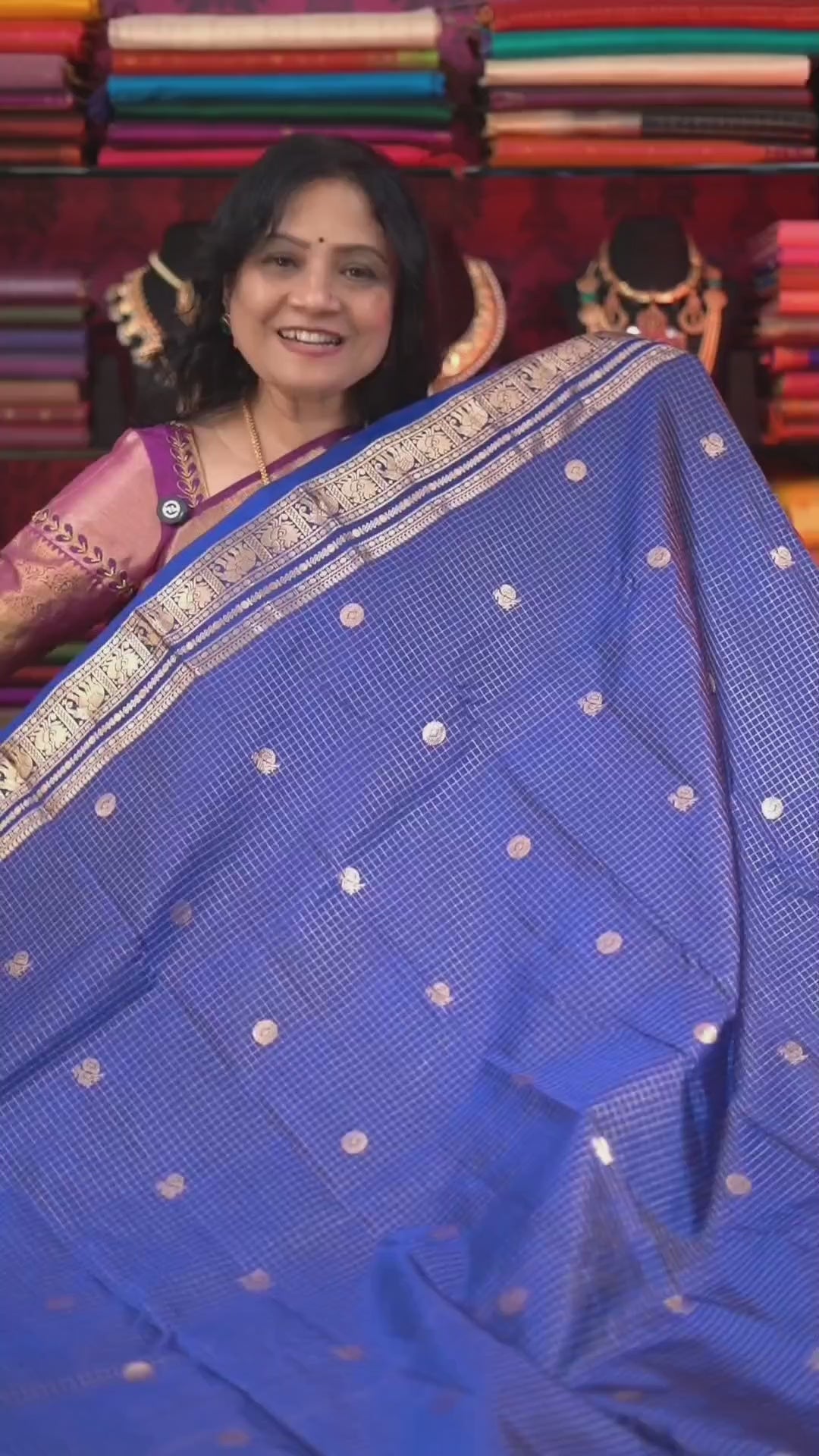 Royal Blue Vintage Pure Kanchivaram Silk Saree