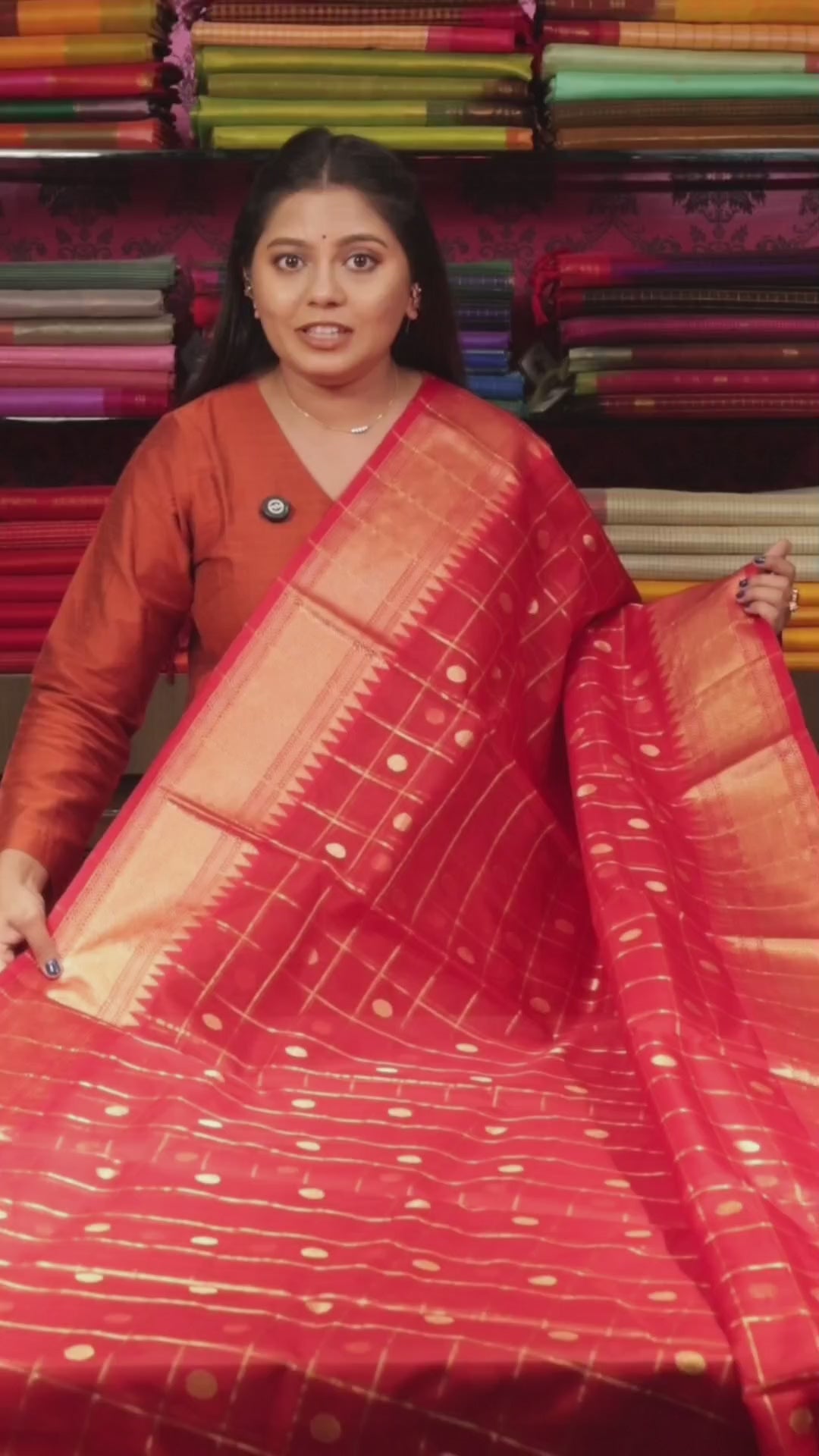 Chilly Red Chanderi Katan Silk Handloom Saree