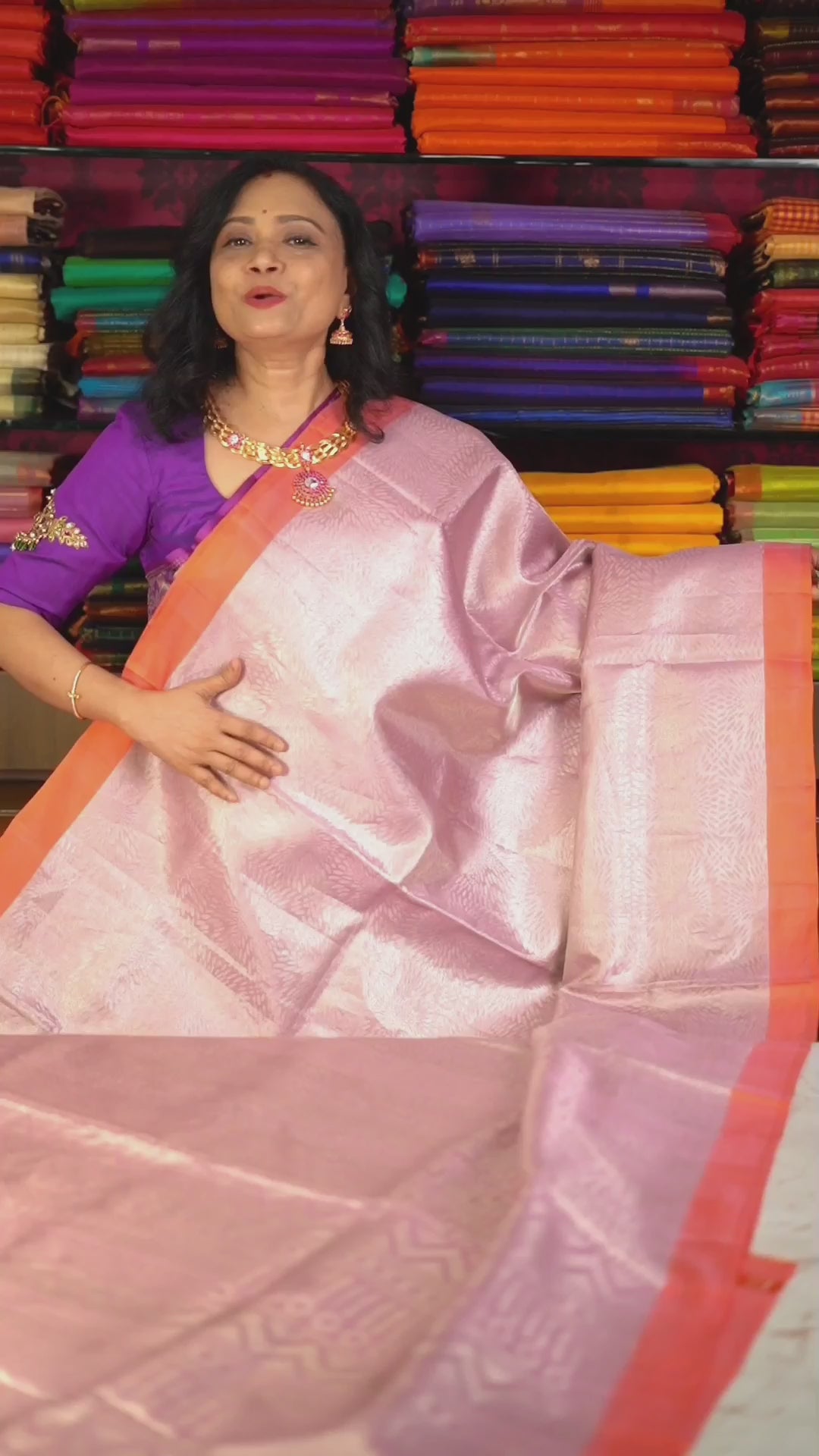 Orange Jamindharani Tissue Soft Silk Saree