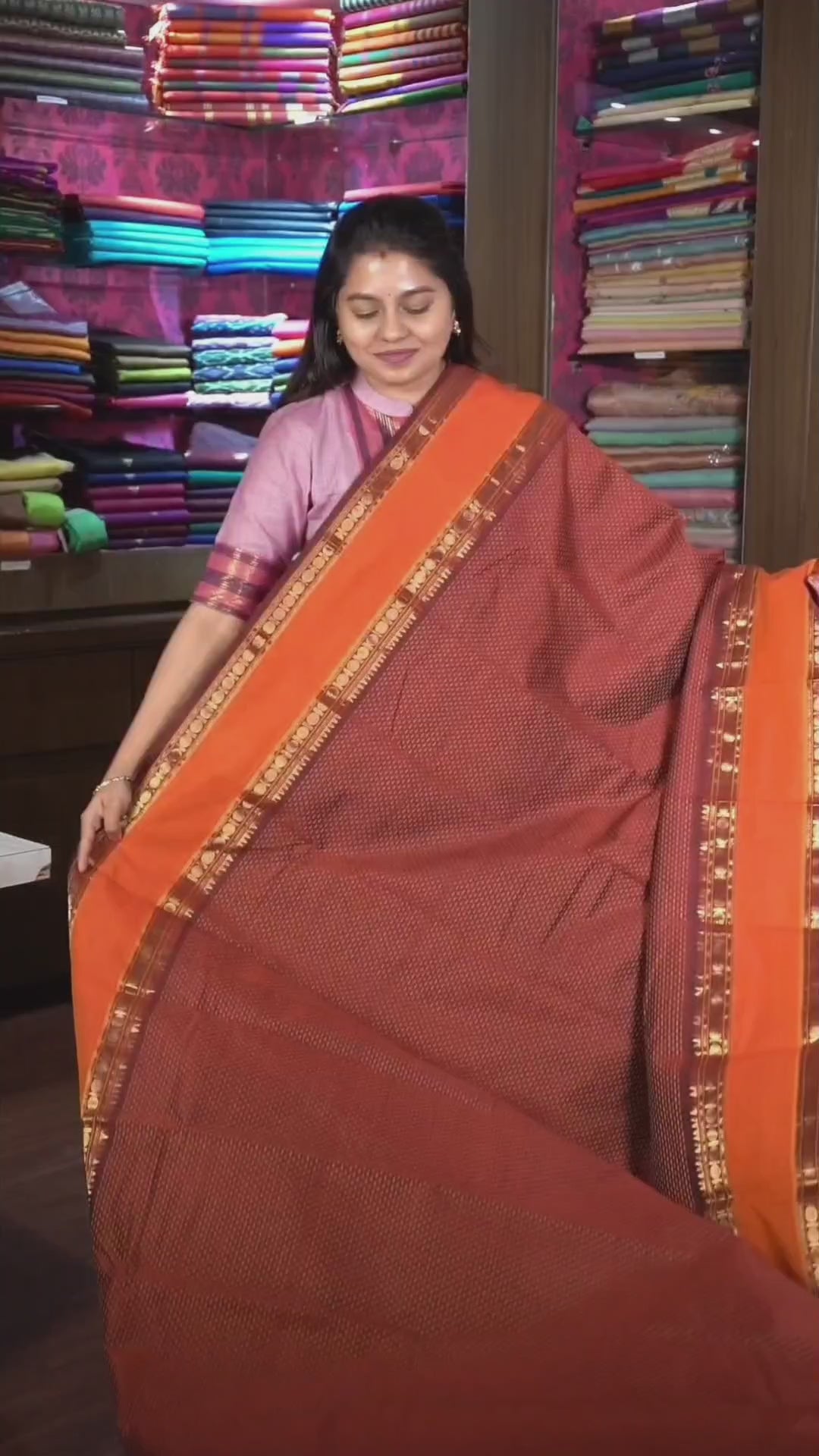 Maroon With Orange Budget Silk Cotton Saree