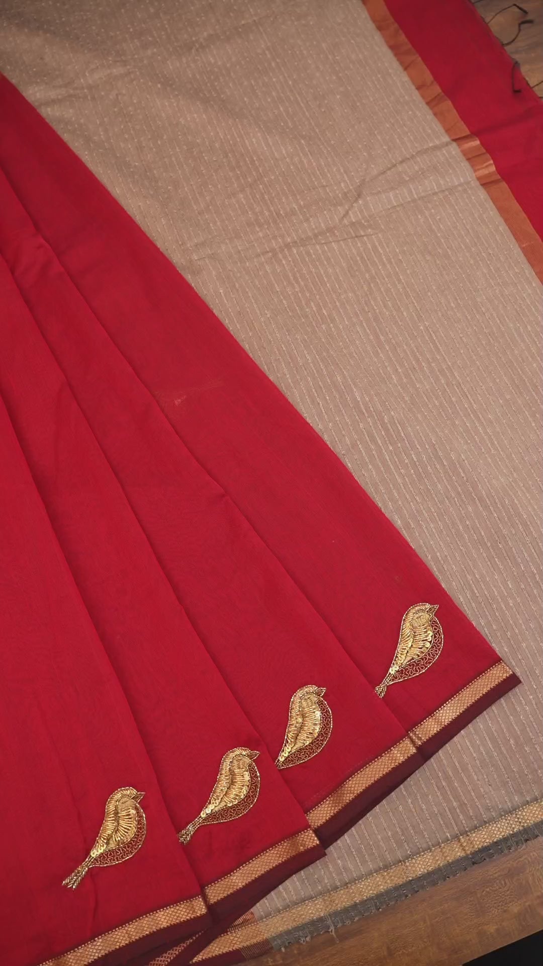 Maroon Singara Chittu Handloom Maheshwari Silk Cotton Saree