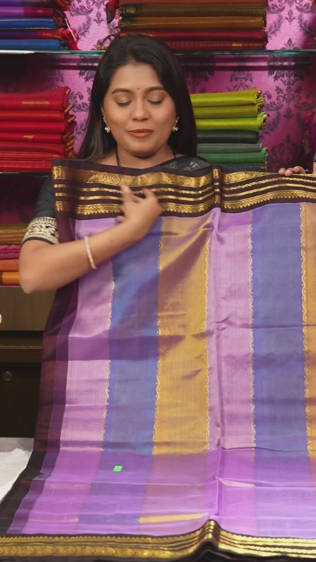 Multicolor With Dark Chocolate Brown Border Pure Silk Cotton Saree