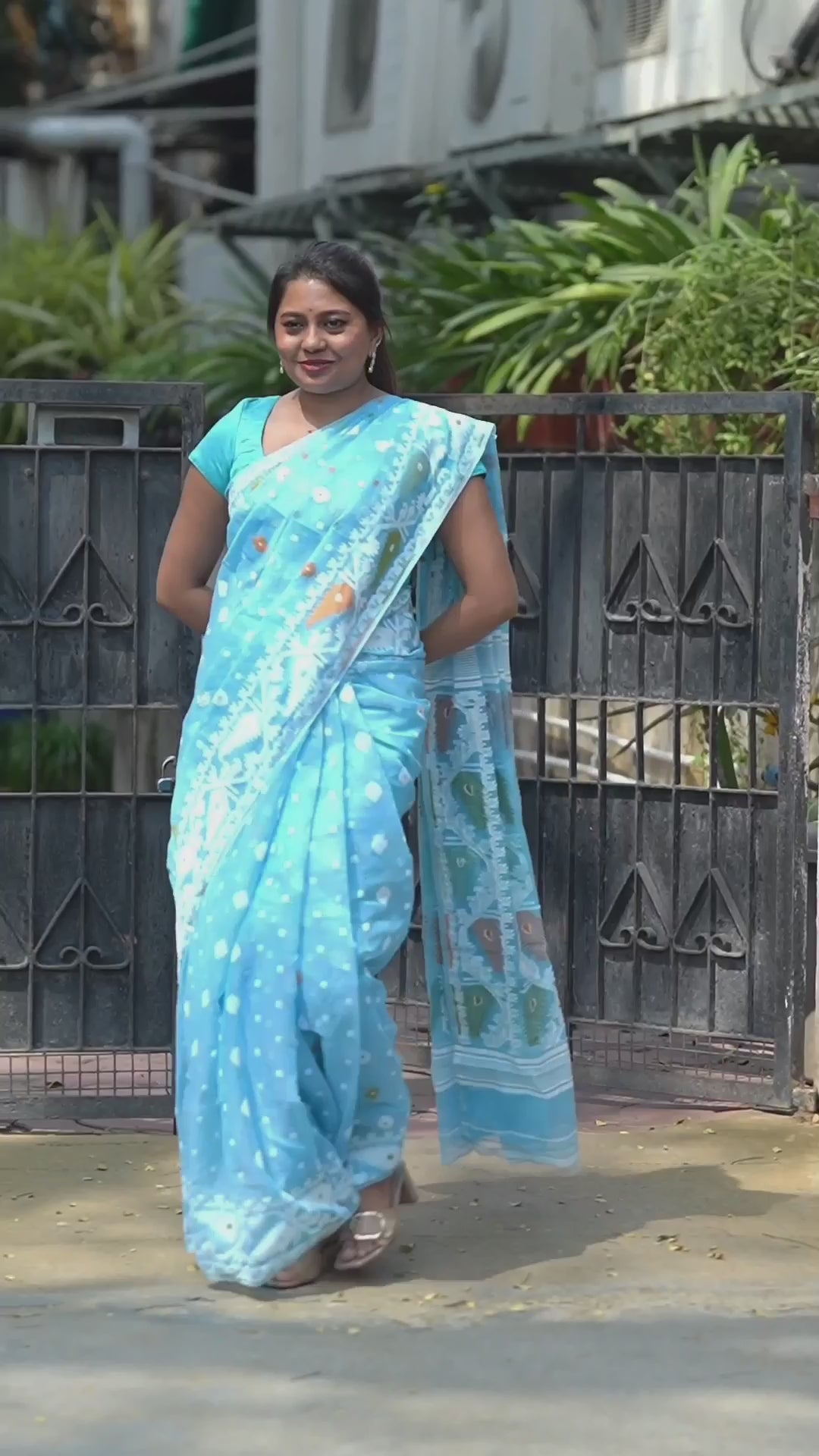 Blue Jamdani Cottoon Saree