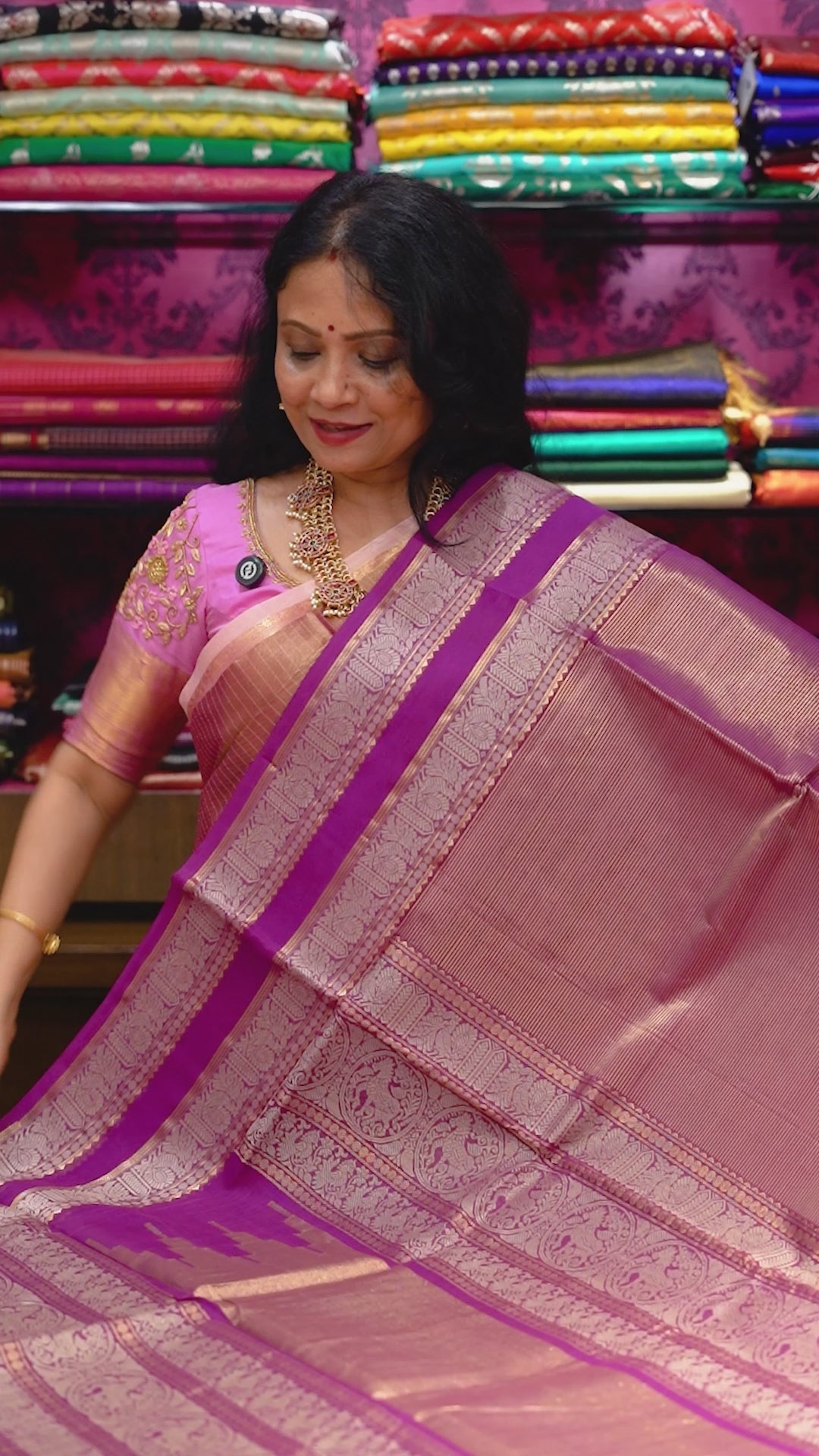 Dual Shade Of Purple -Royal Karaikudi Chettinad Tissue Silk Cotton Saree