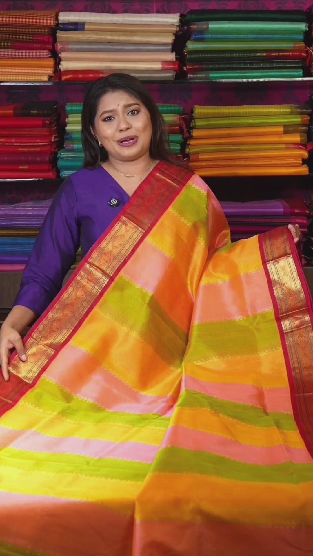 Multi Color With Red Border Pure Silk Cotton Saree