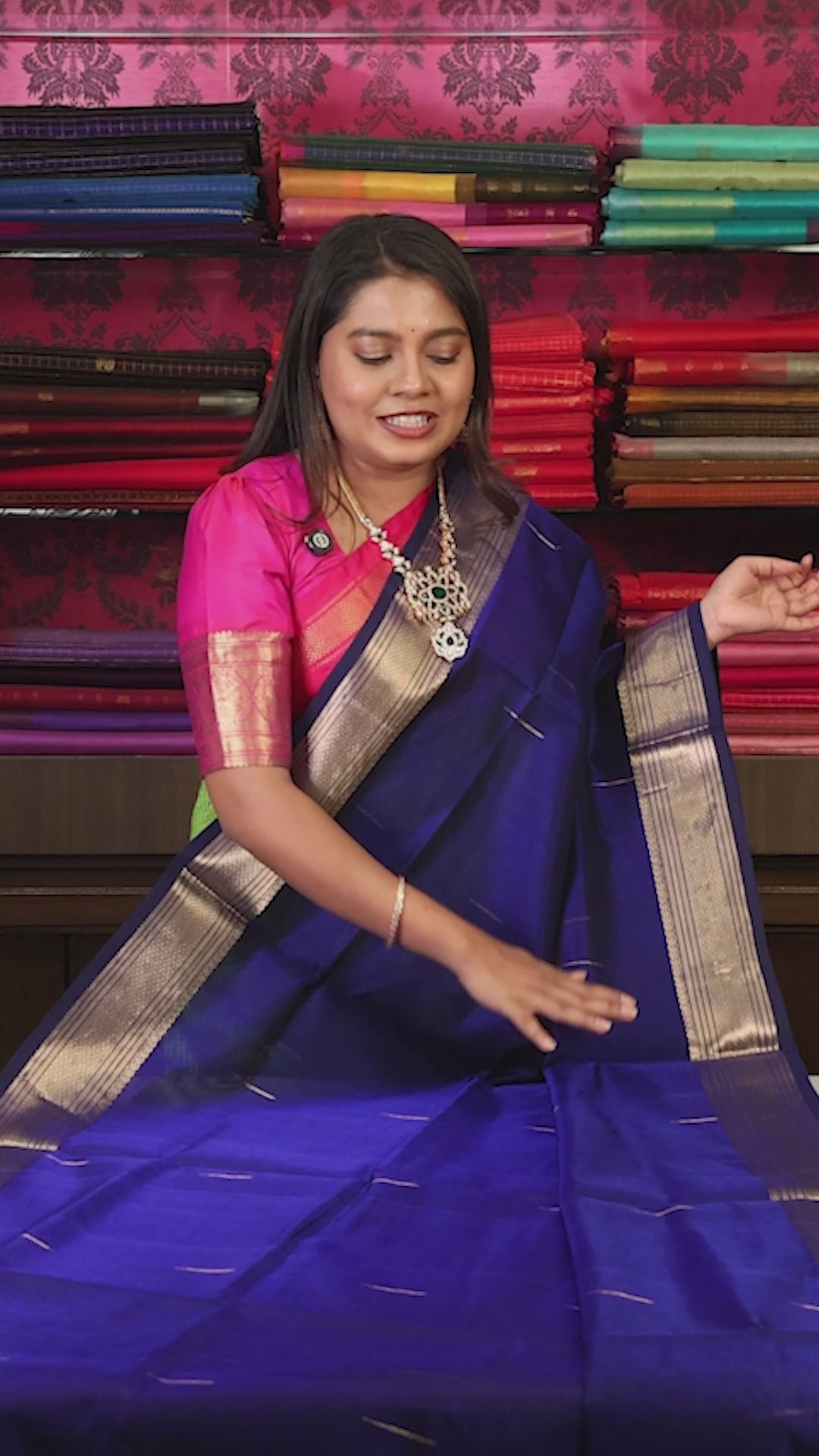 Navy Blue Chettinad Silk Cotton Saree