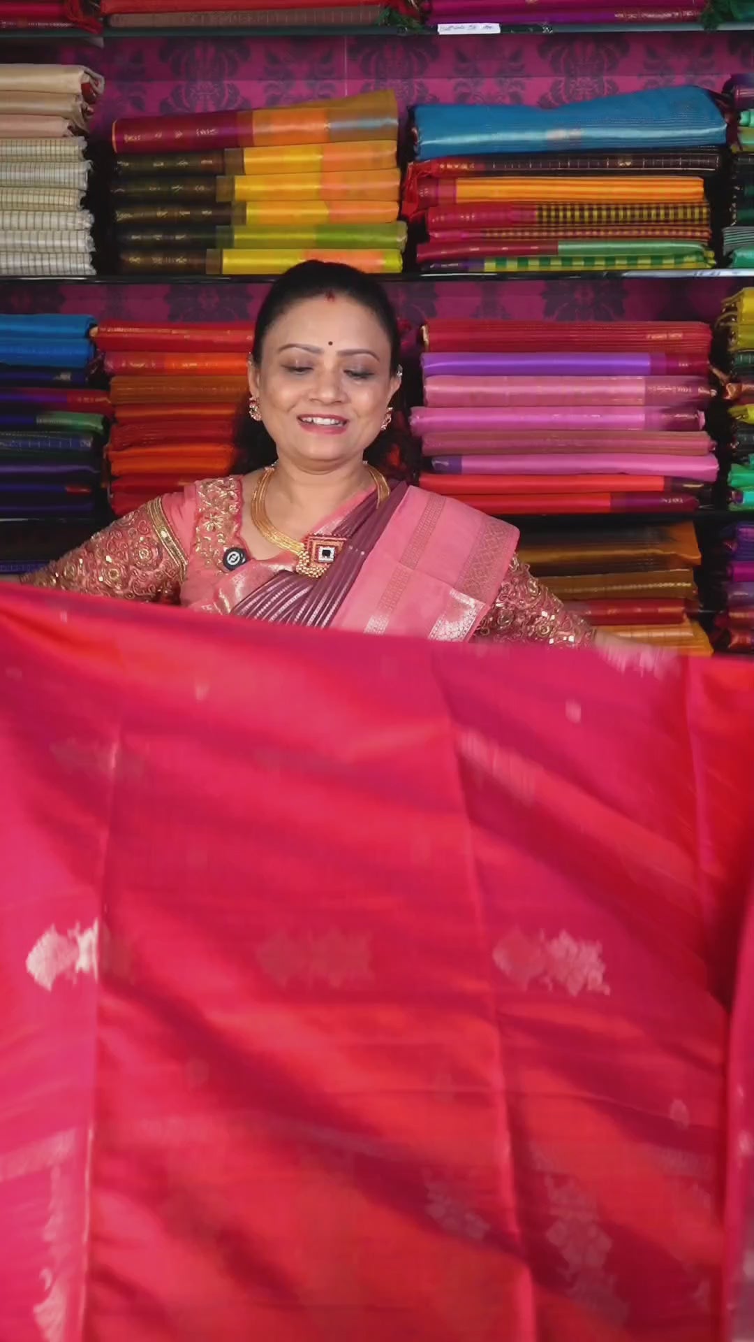 Rani Pink Pure Kanchivaram Raw Silk Saree