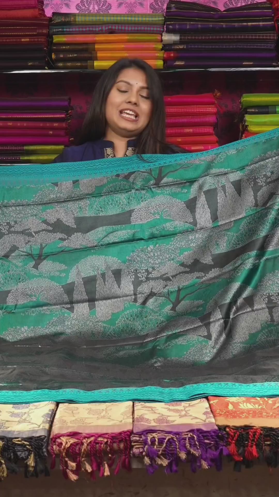 Grey with Turquoise Blue Pashmina Silk Saree