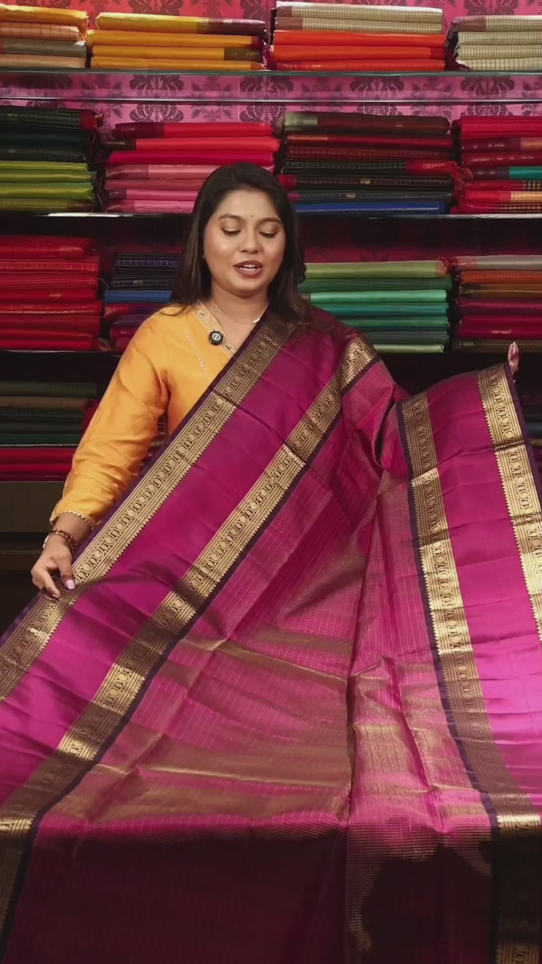 Magenta Pink With Deep Wine Payadi Pure Soft Silk Saree