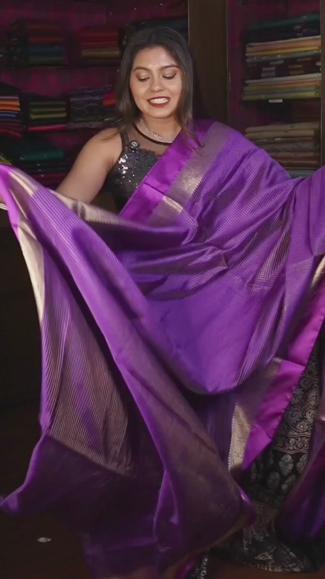 Purple Maheshwari Silk Saree