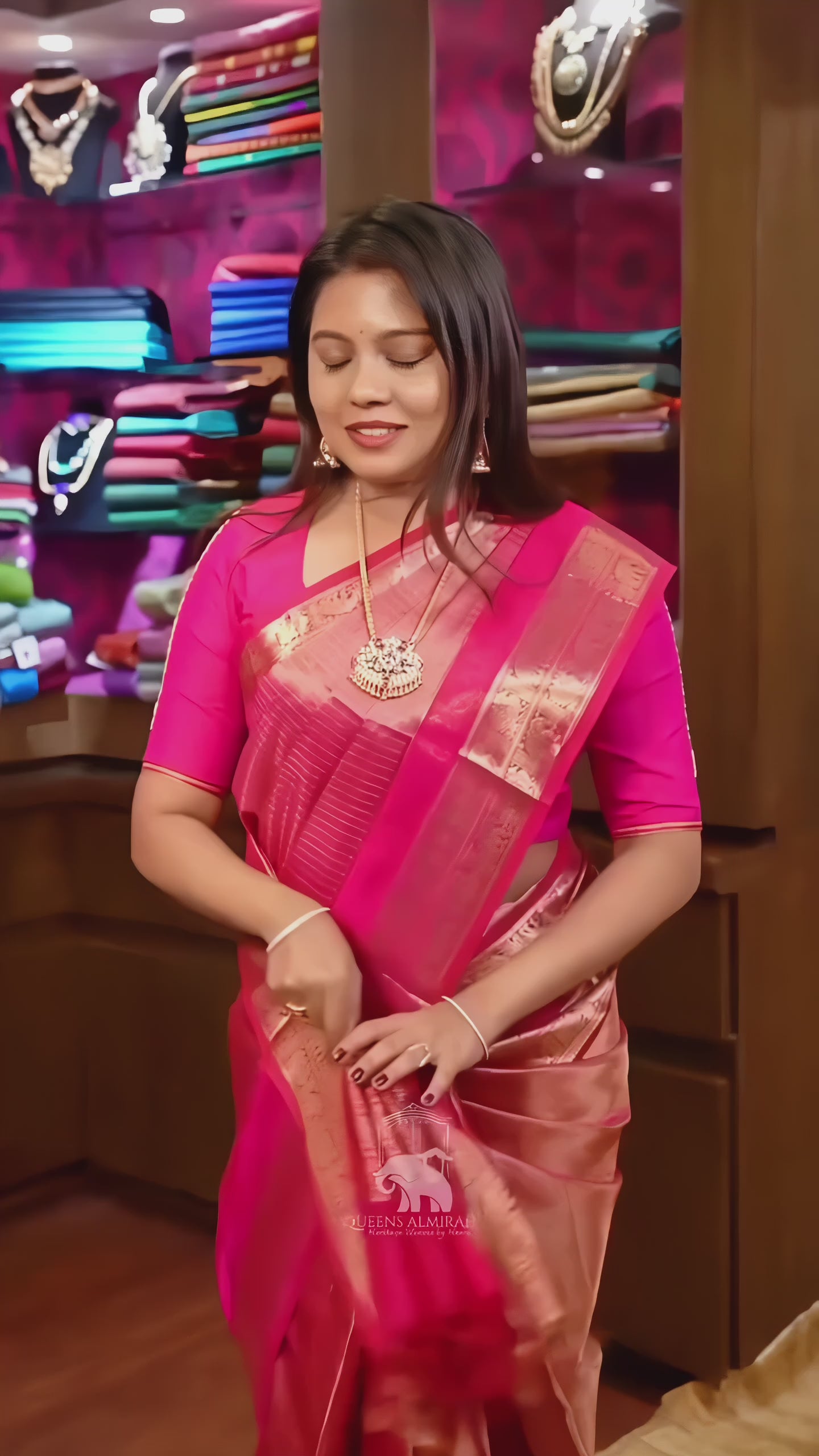 Pink With Golden Chettinad Silk Cotton Saree