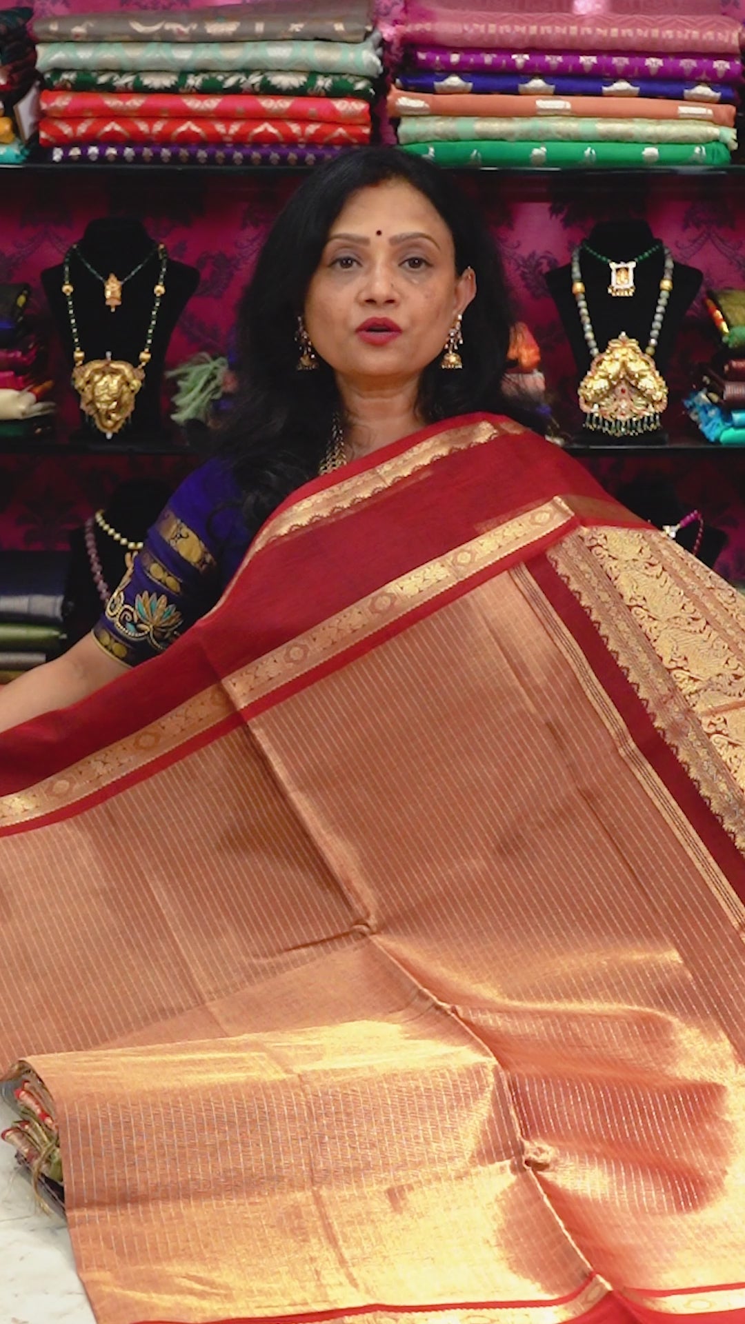 Golden With Maroon- Classic Karaikudi Chettinad Silk Cotton Saree