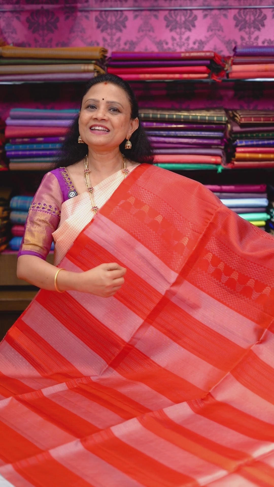 Cherry Red Pure Soft Silk Saree