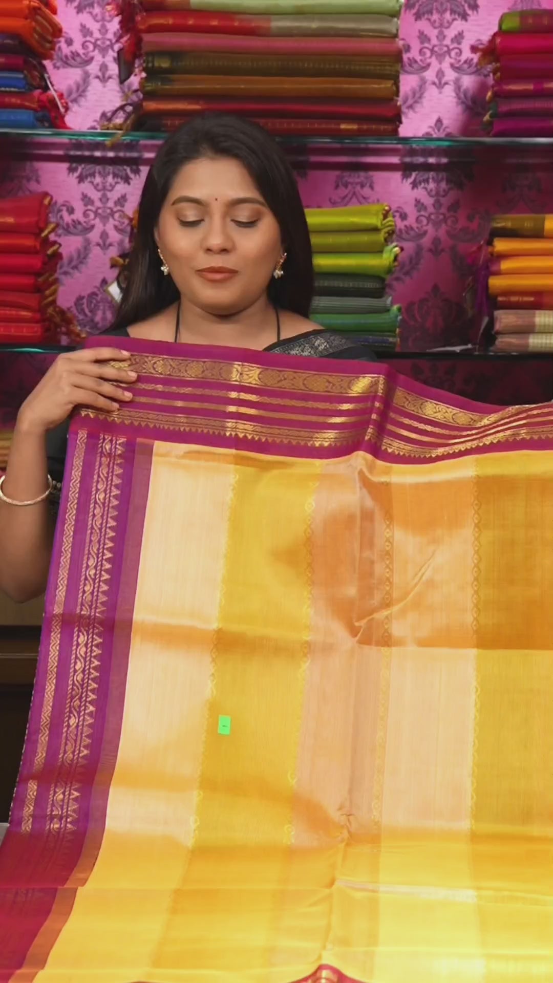 Multicolor With Purple Border Pure Silk Cotton Saree