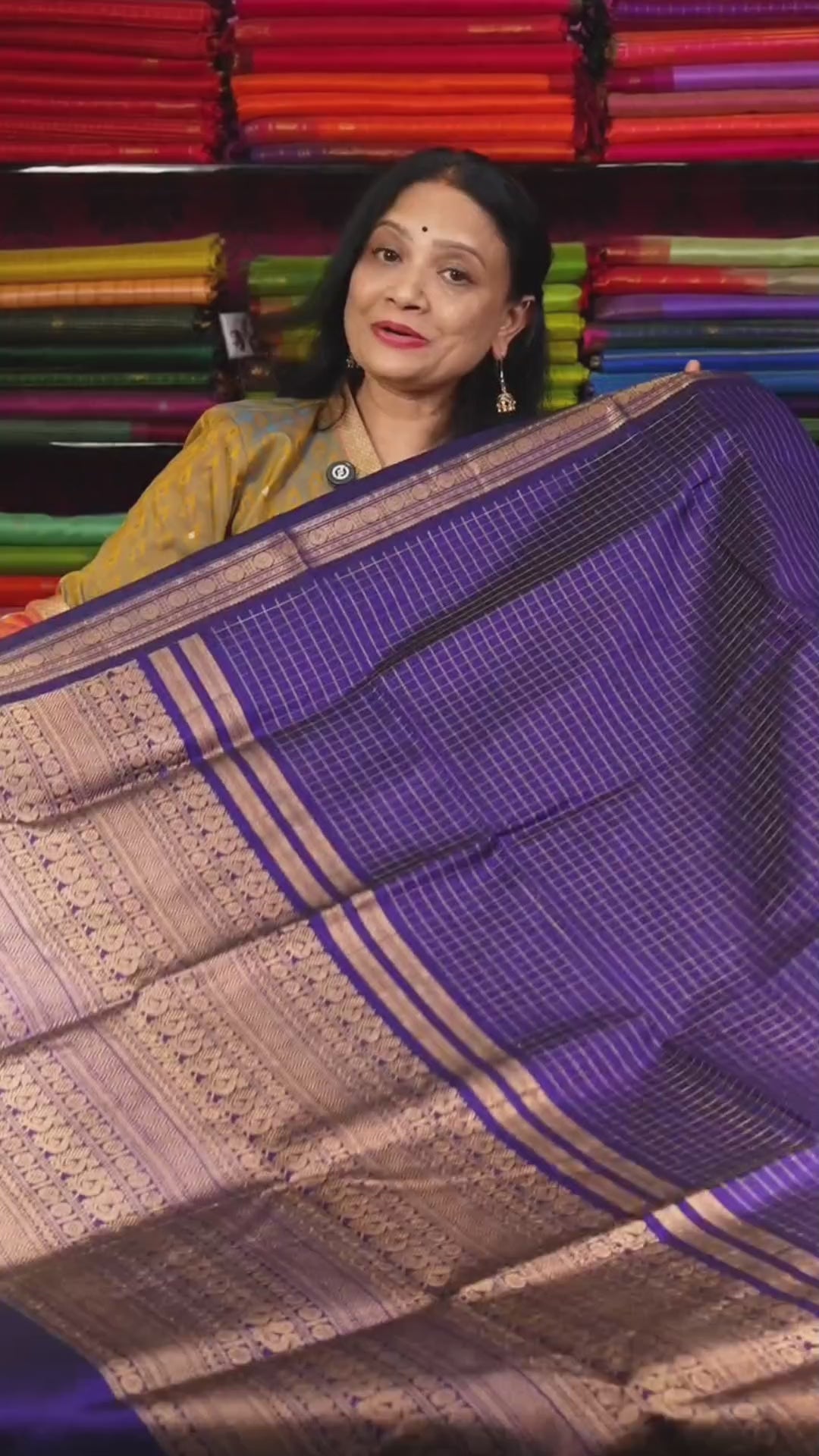 Dark Indigo Chettinad Silk Cotton Saree