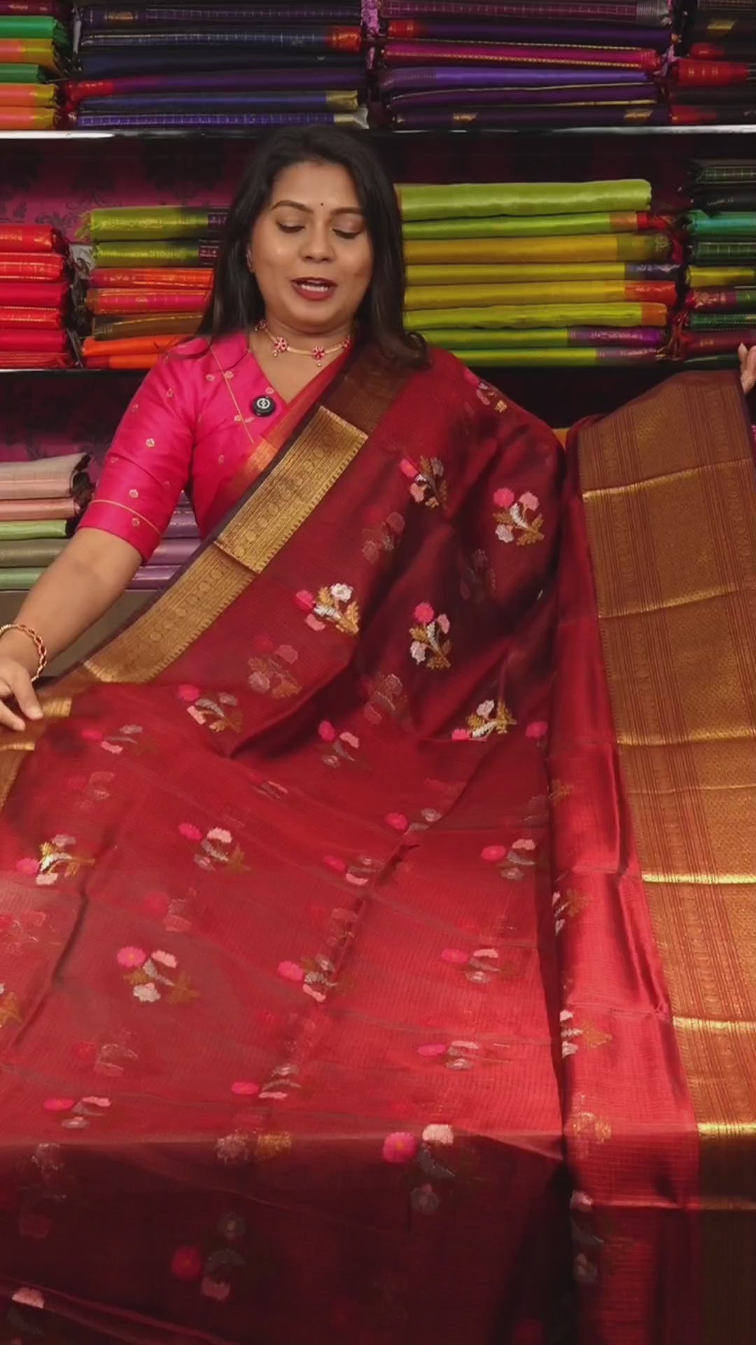 Burnt Amber Pure Kota Silk Saree