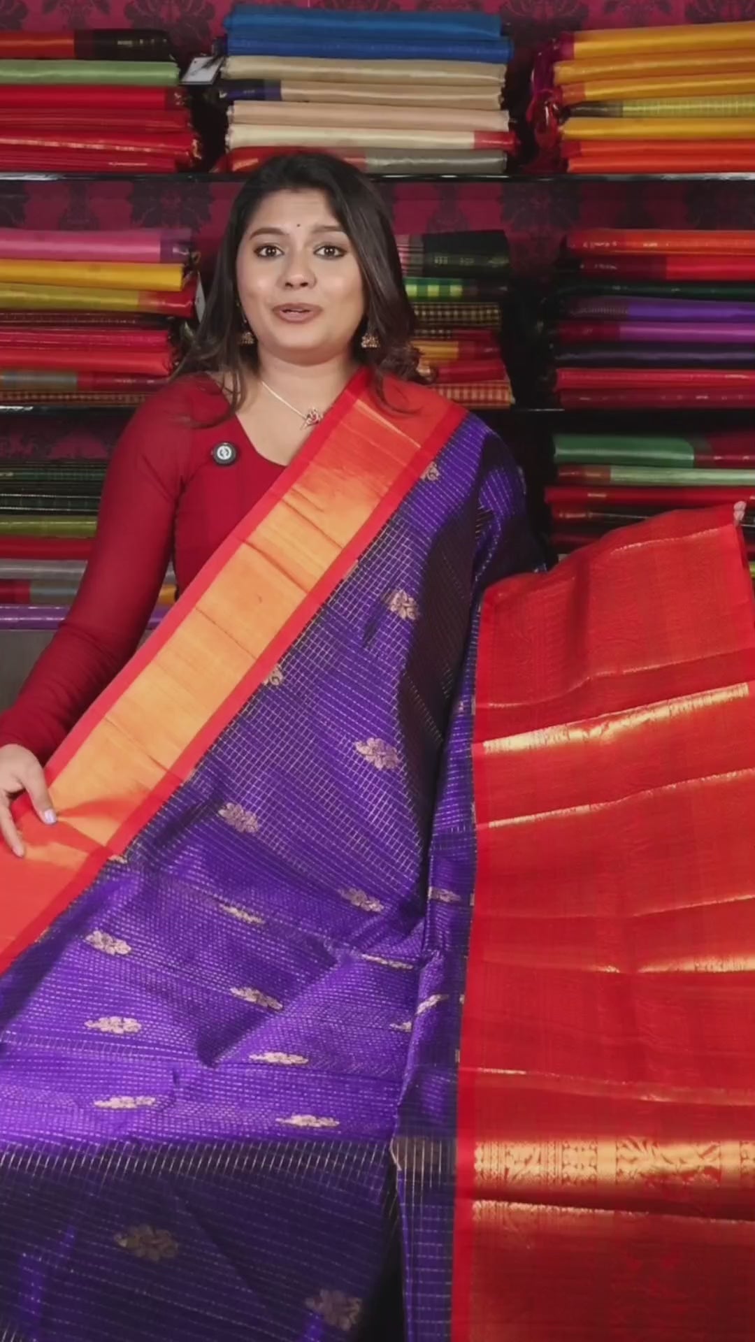 Vadamalli Purple With Red Pure Silk Cotton Saree