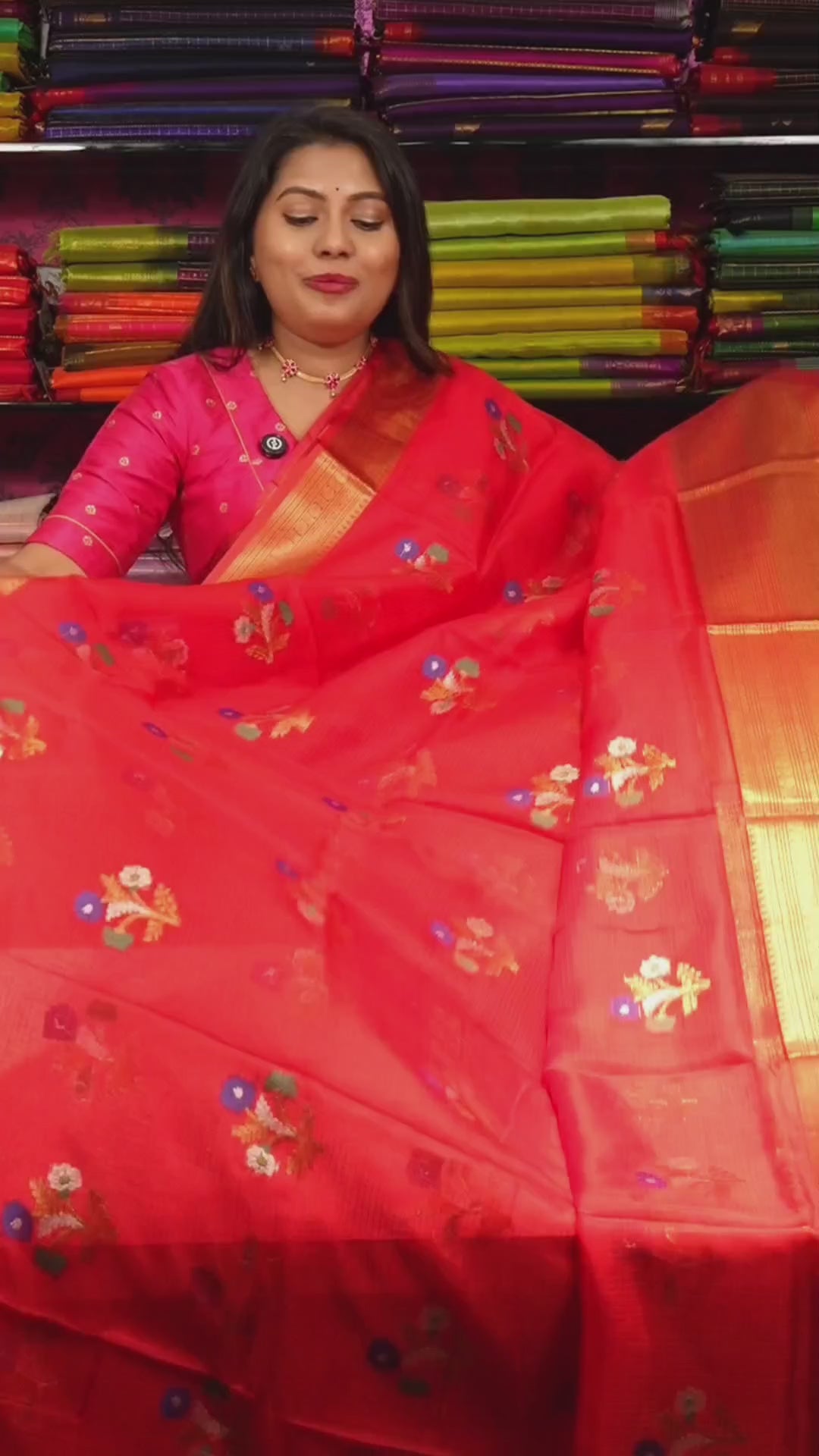 Chilly Red Pure Kota Silk Saree