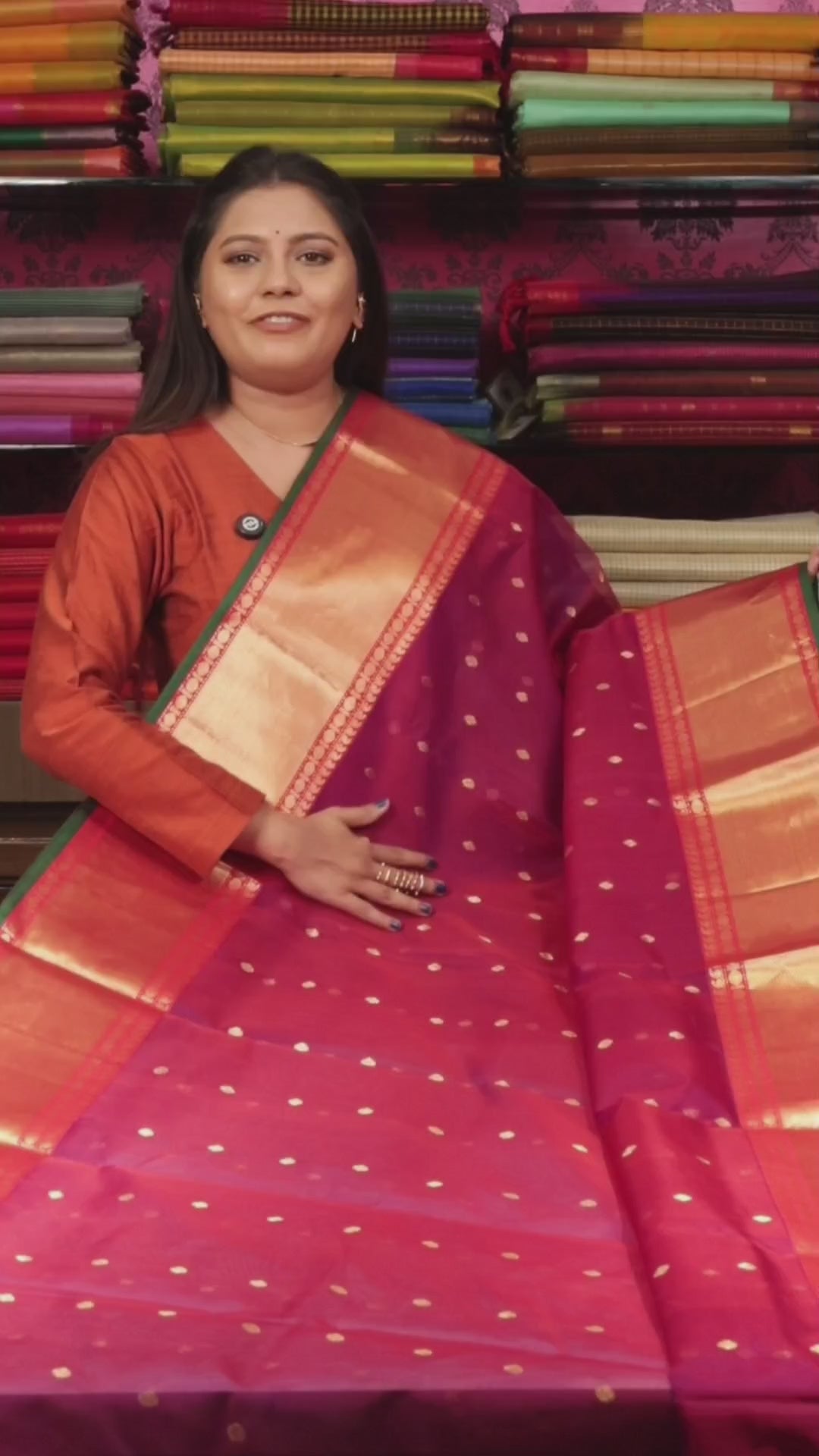 Purple -Traditional Chanderi Katan Silk Handloom Saree