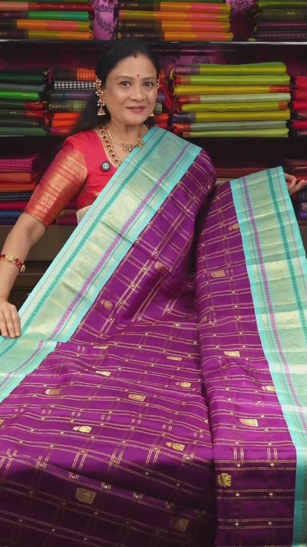 Grape Purple With Blue Pure Kanchivaram Silk Saree
