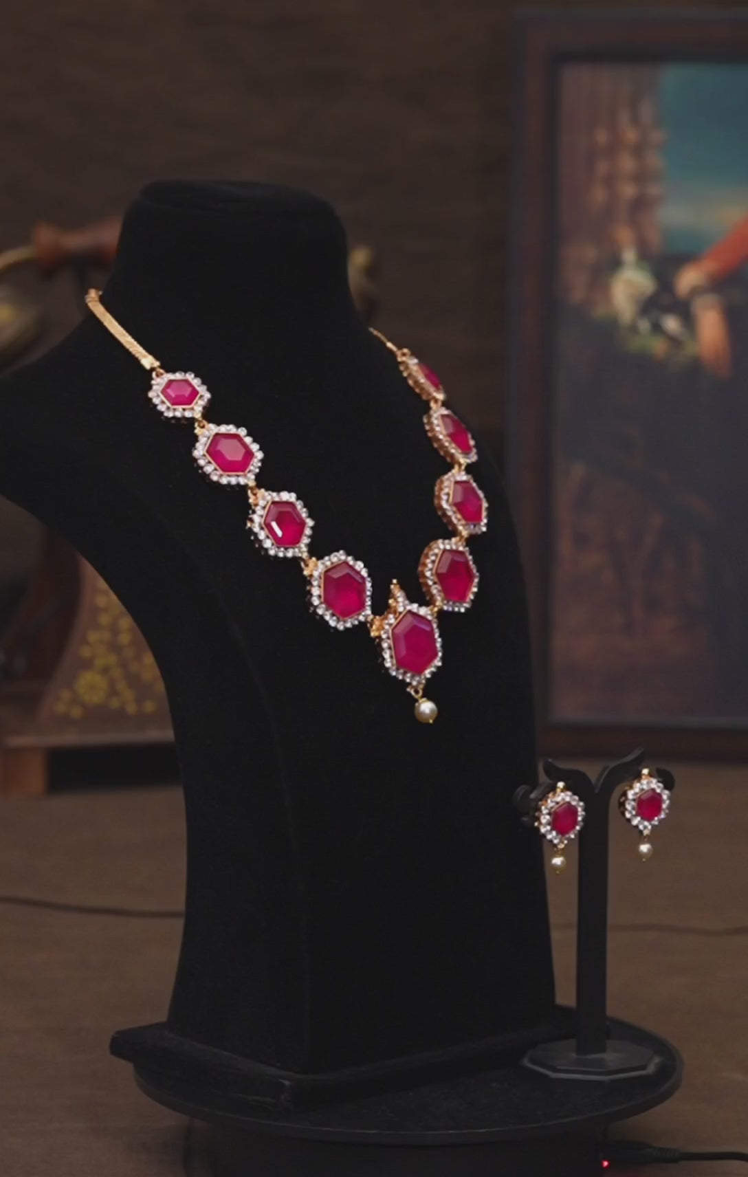 Raja Aabharana Necklace - Pink