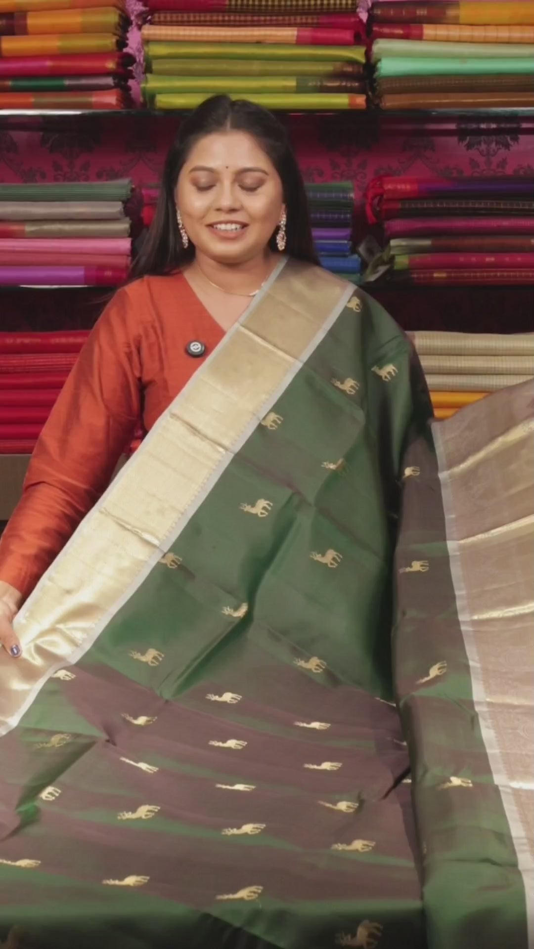 Dark Green With Silver Grey Budget Kanchivaram Silk Saree