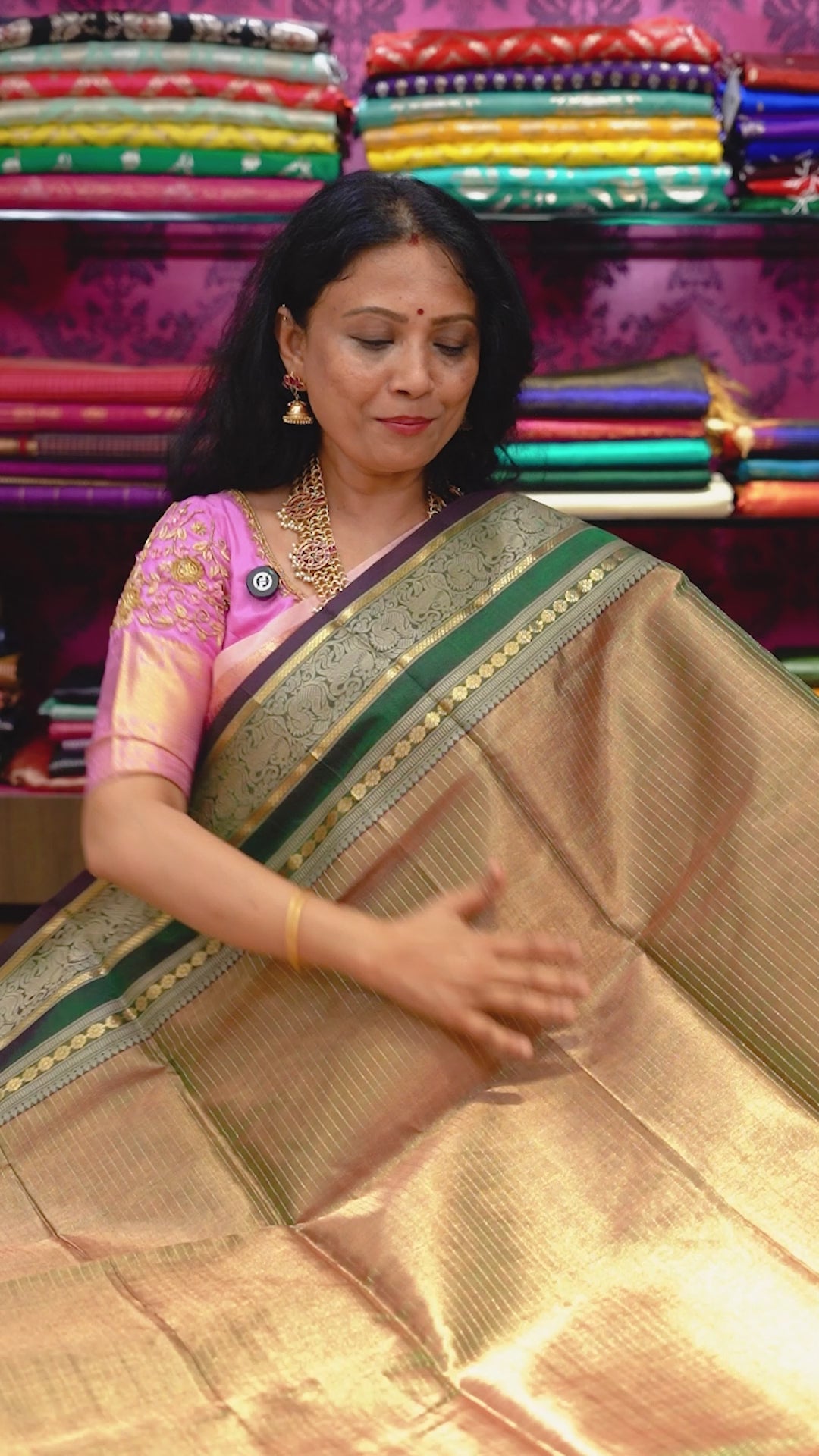 Dual Shade Of Green-Royal Karaikudi Chettinad Tissue Silk Cotton Saree