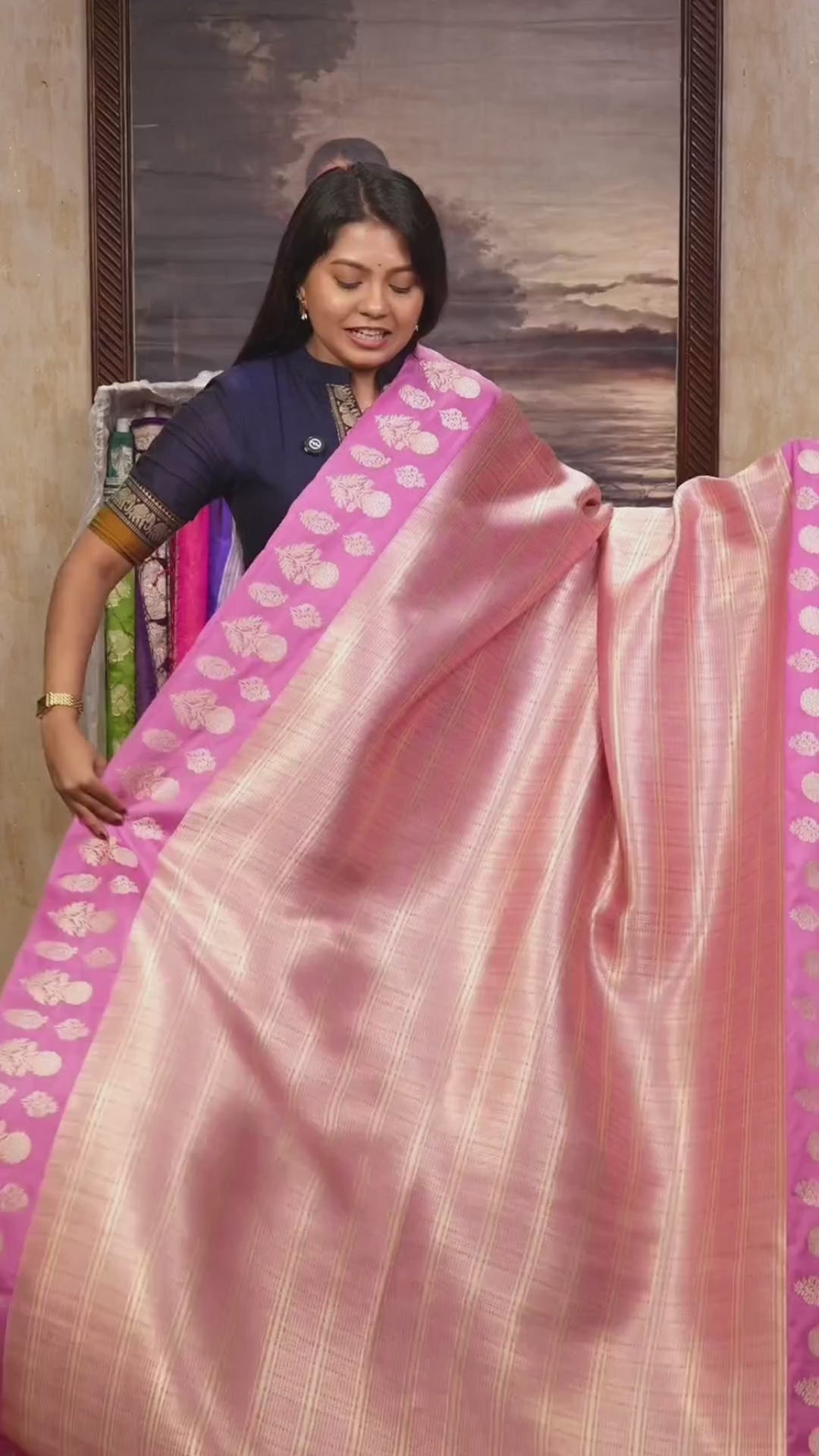 Baby Pink Banarasi Soft Silk Saree