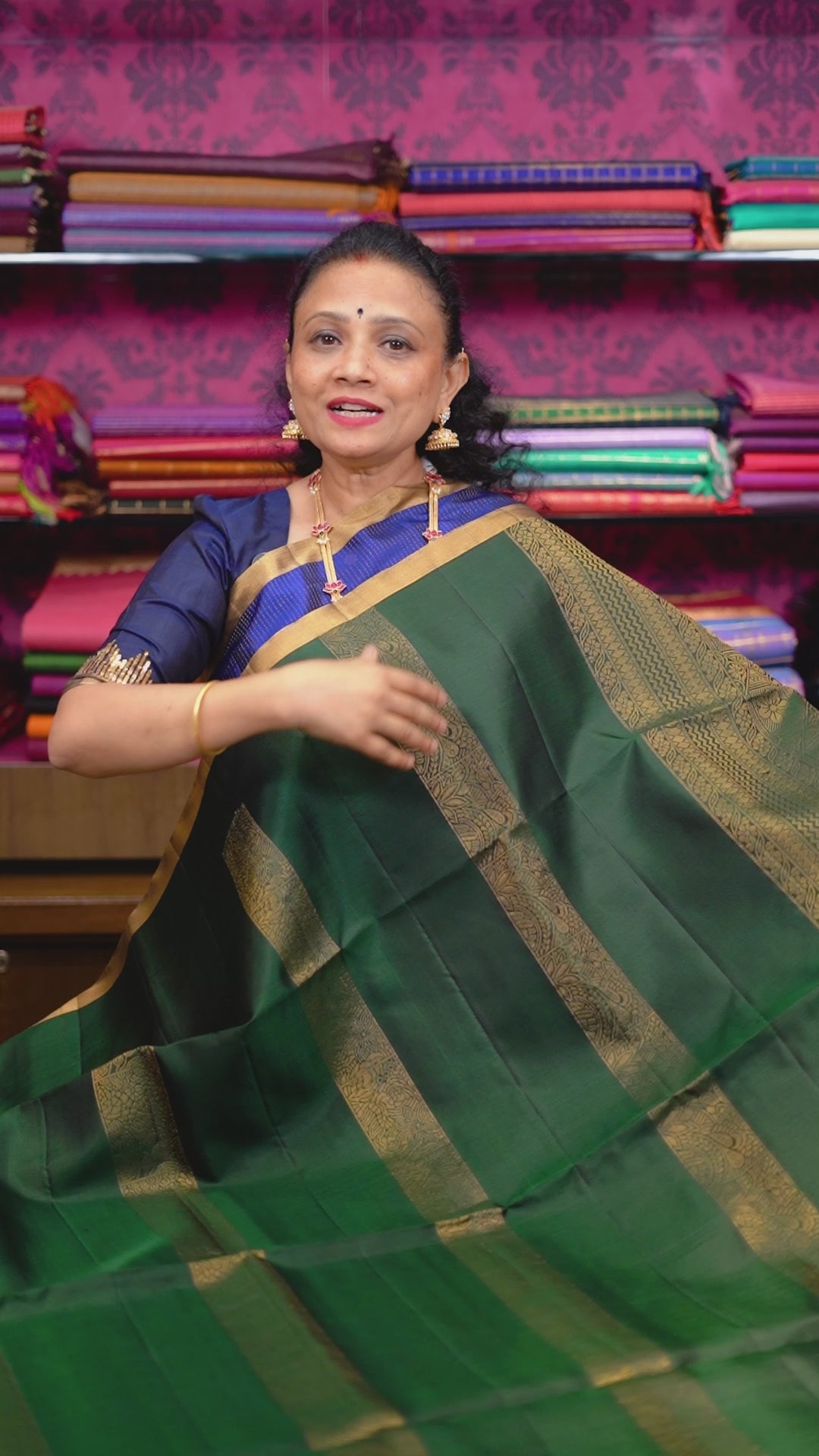 Dark Green Pure soft Silk Saree