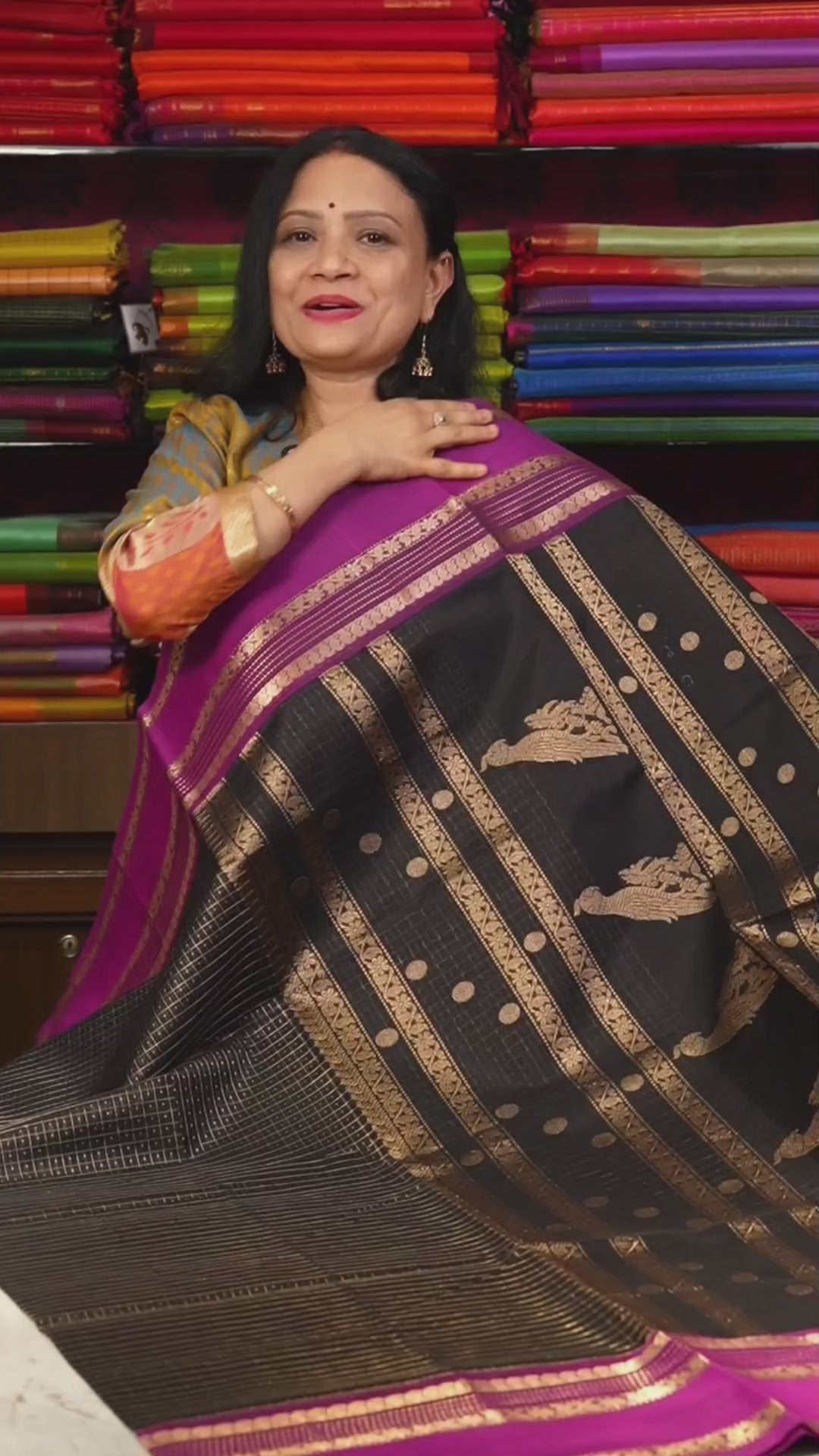 Black With Purple Chettinad Silk Cotton Saree
