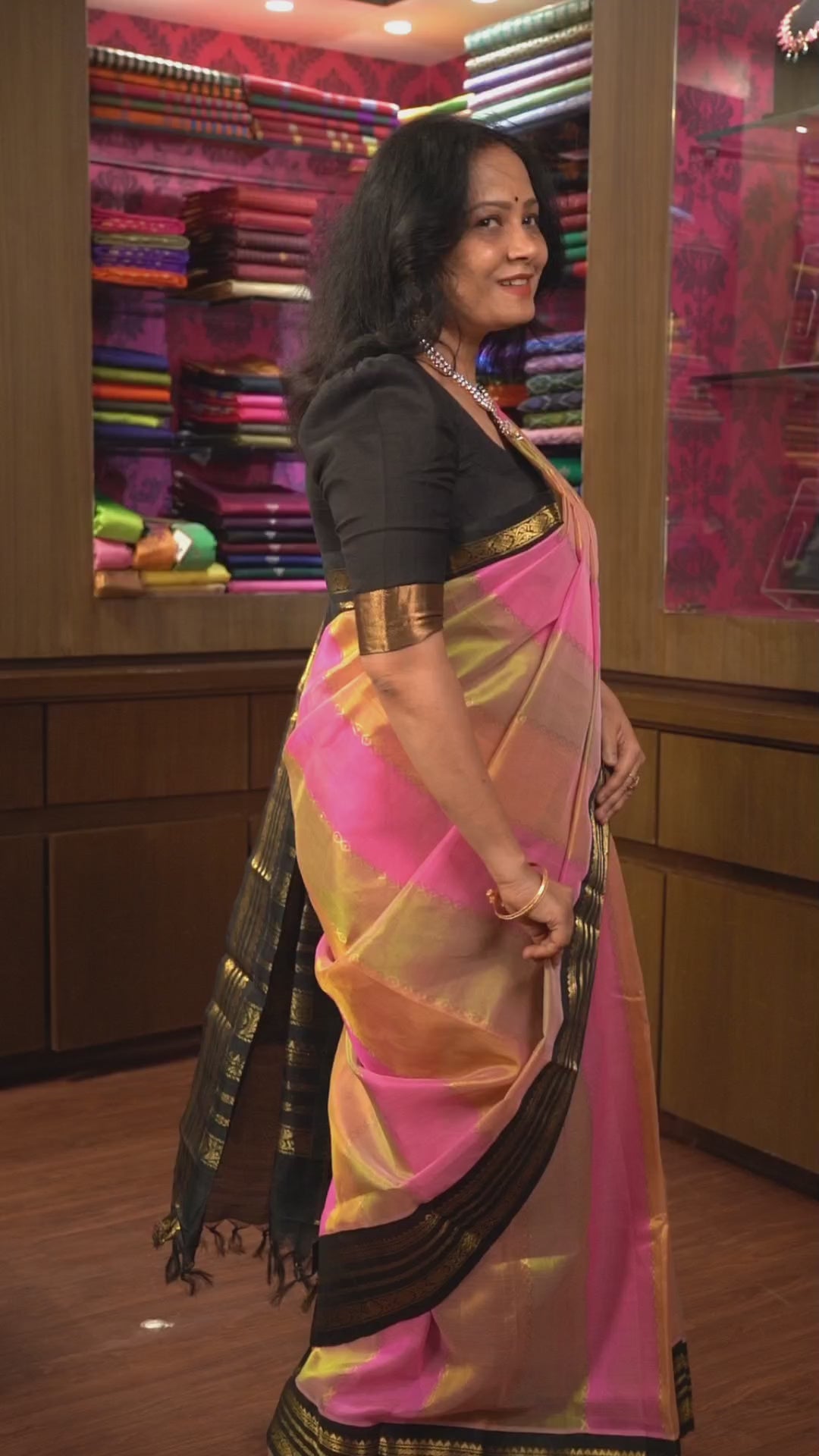 Multi Color With Black Border Pure Silk Cotton Saree
