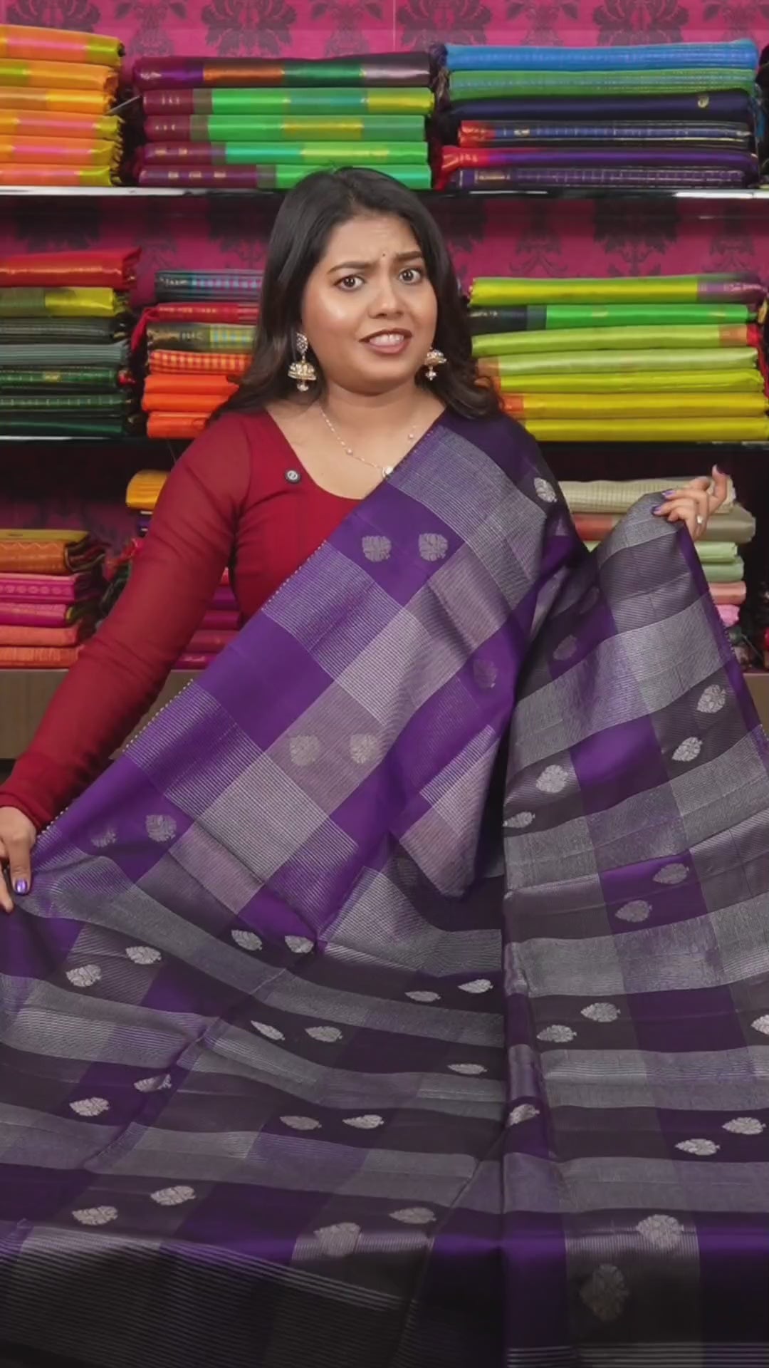 Purple Vairaoosi Kattam Pure Soft Silk Saree