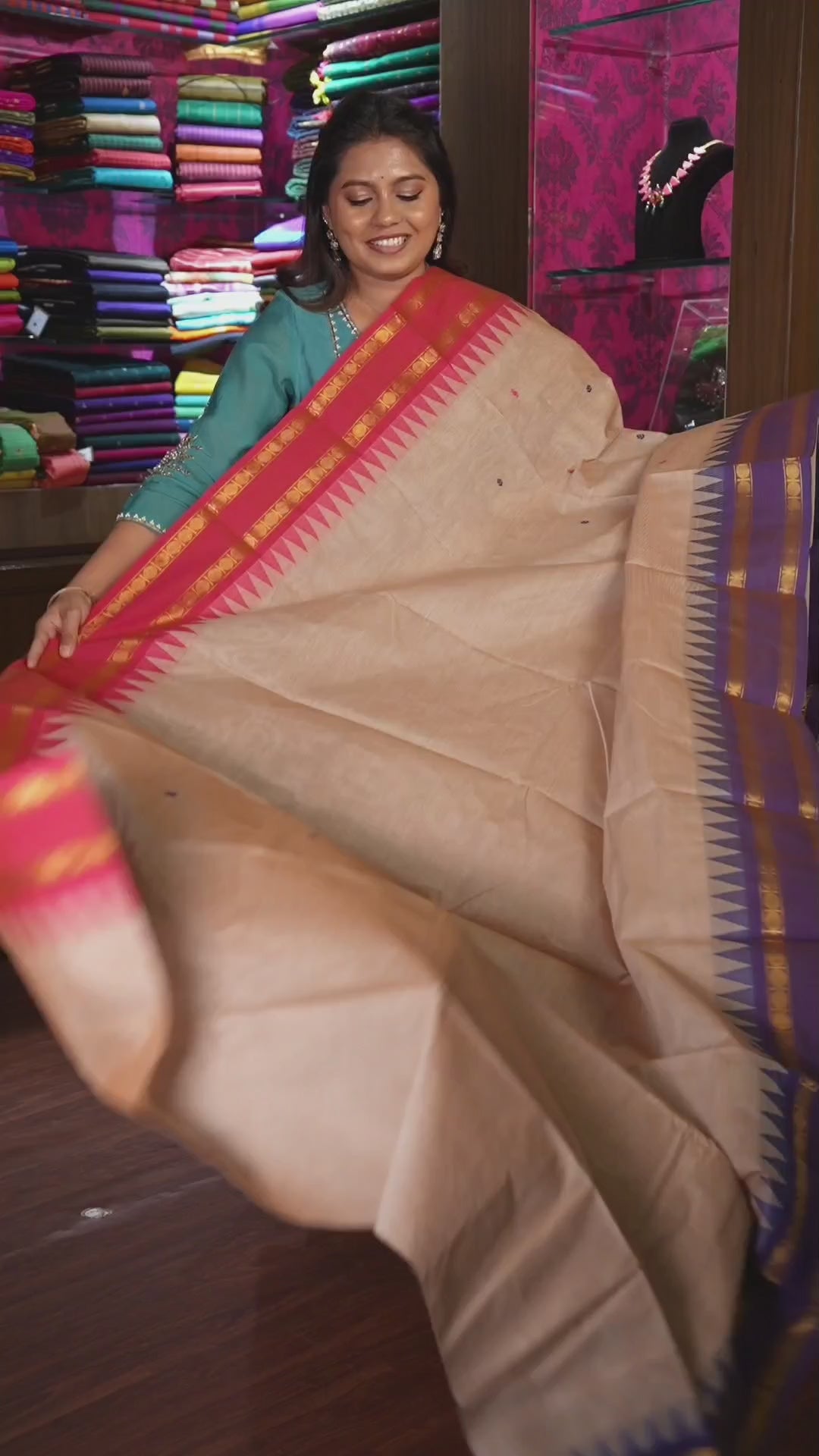 Mauve Ganga Jamuna Border Kanchi Cotton Saree