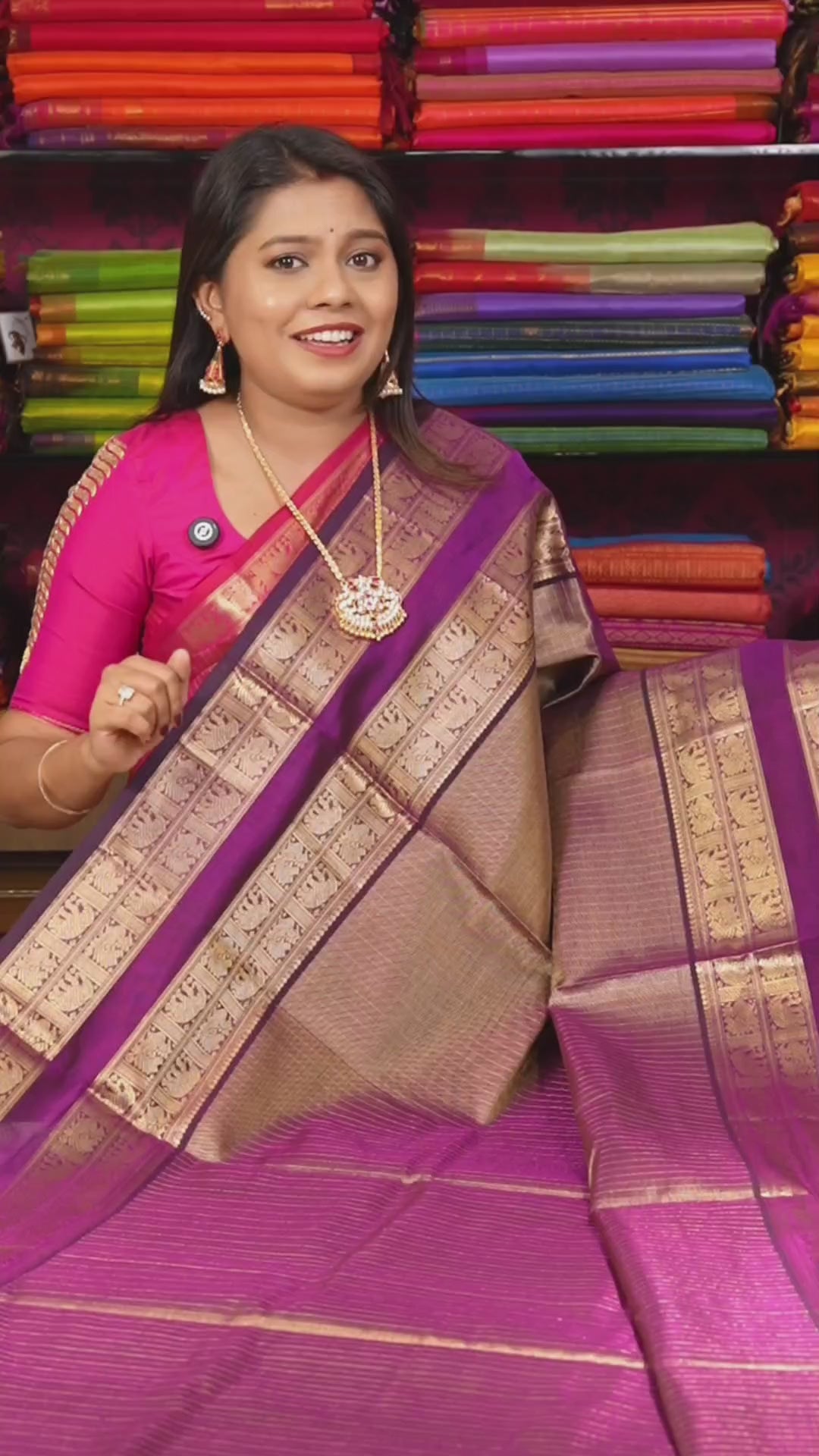 Golden With Violet Chettinad Silk Cotton Saree