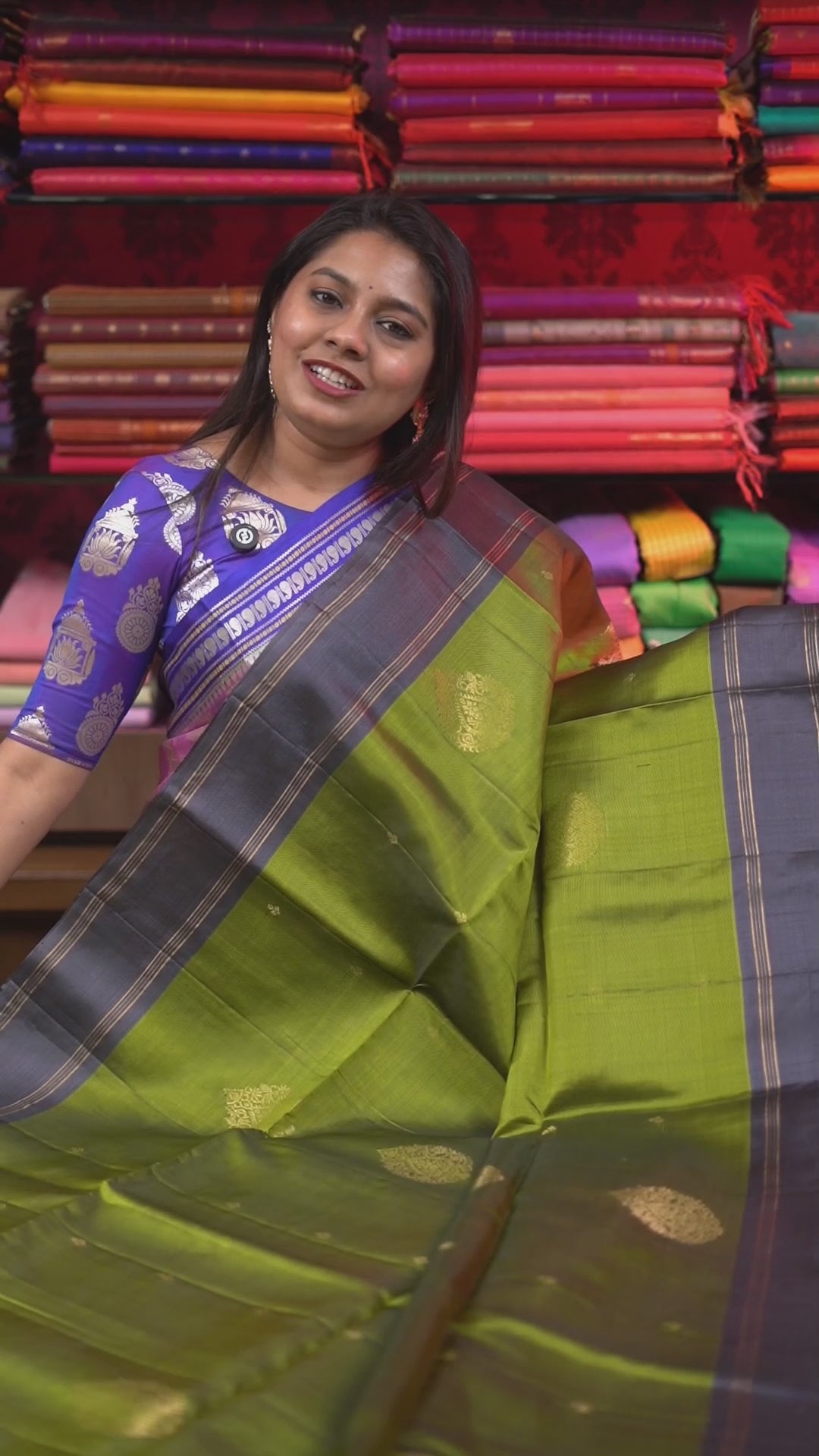 Pachai Payaru Green With Grey Pure Soft Silk Saree